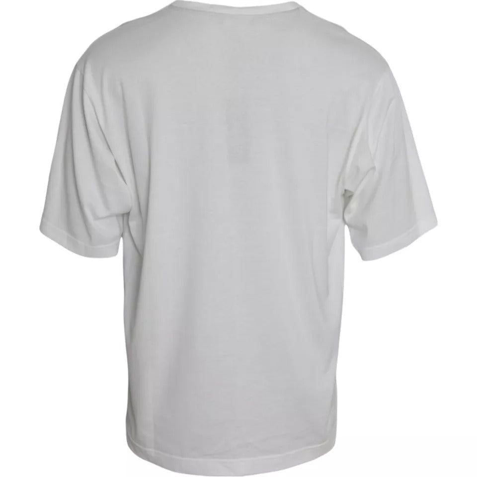 Wit T-shirt met ronde hals en korte mouwen en logo
