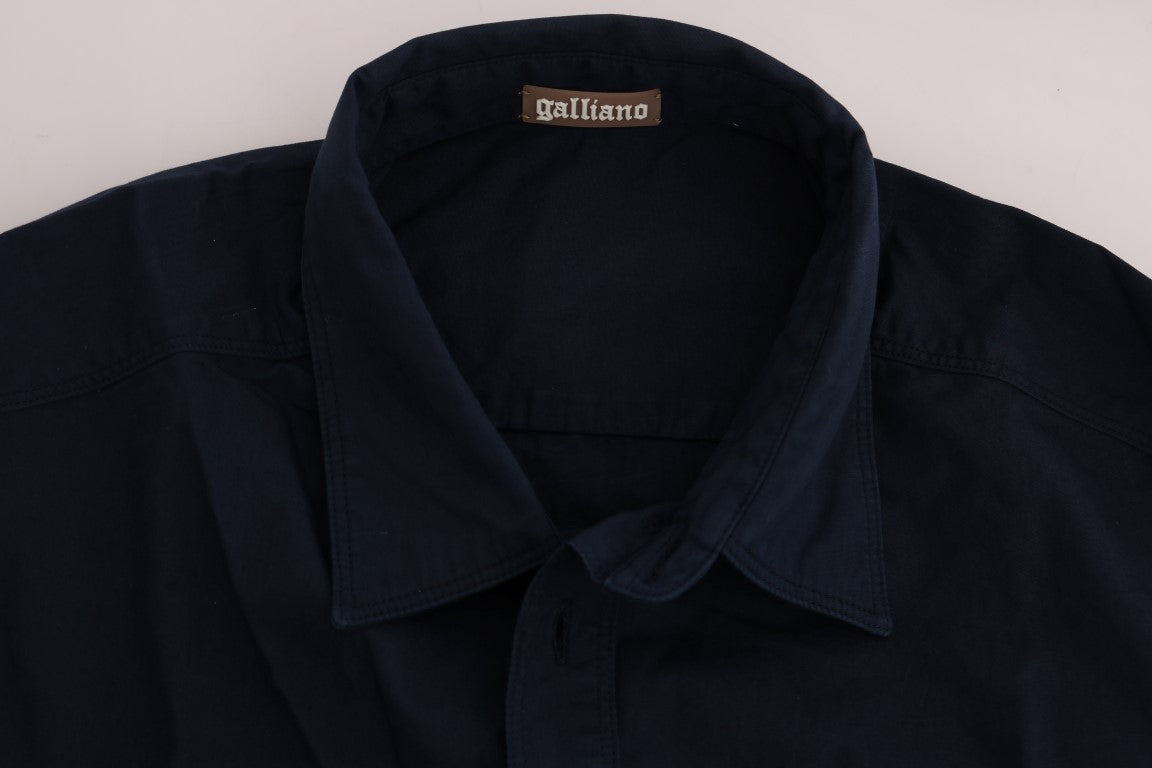 Blauw casual katoenen overhemd met lange mouwen