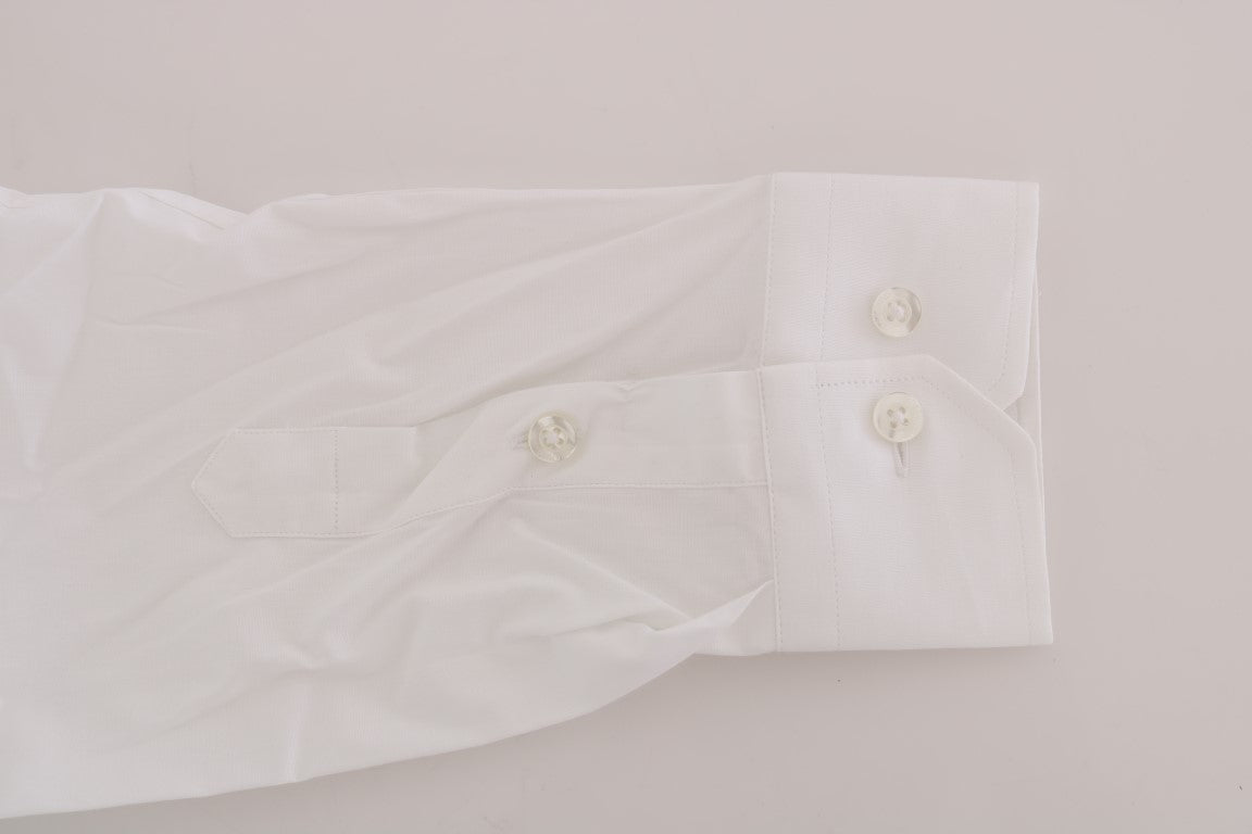 Wit katoenen stretch slim fit overhemd