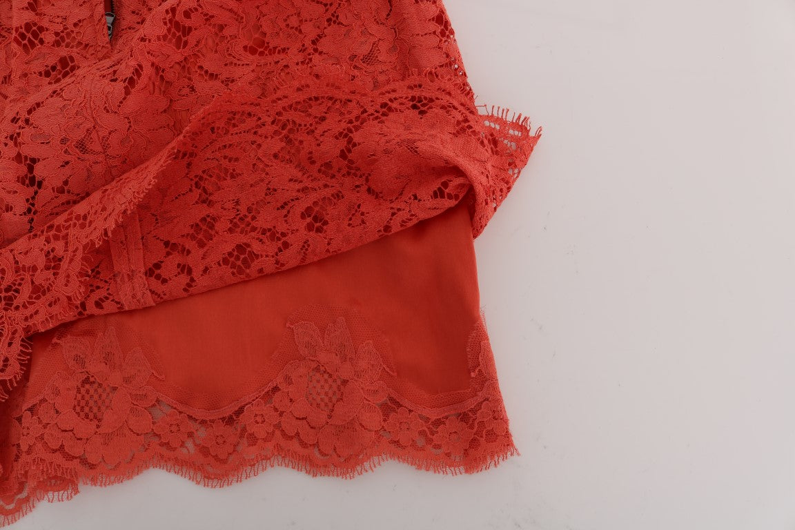Oranje macramé kanten kokerrok