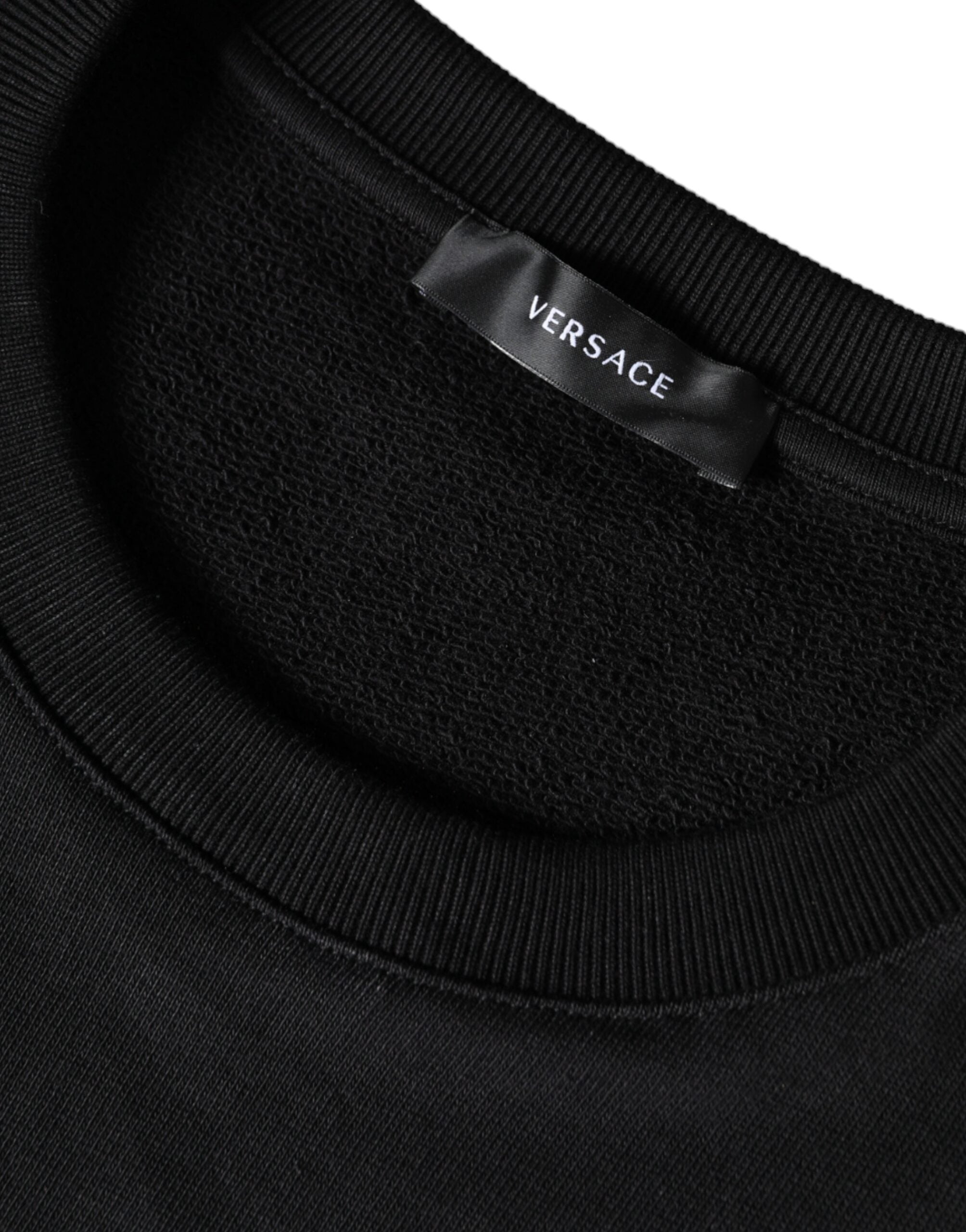 Zwarte Medusa Fleece Katoenen Sweatshirt Trui met Ronde Hals