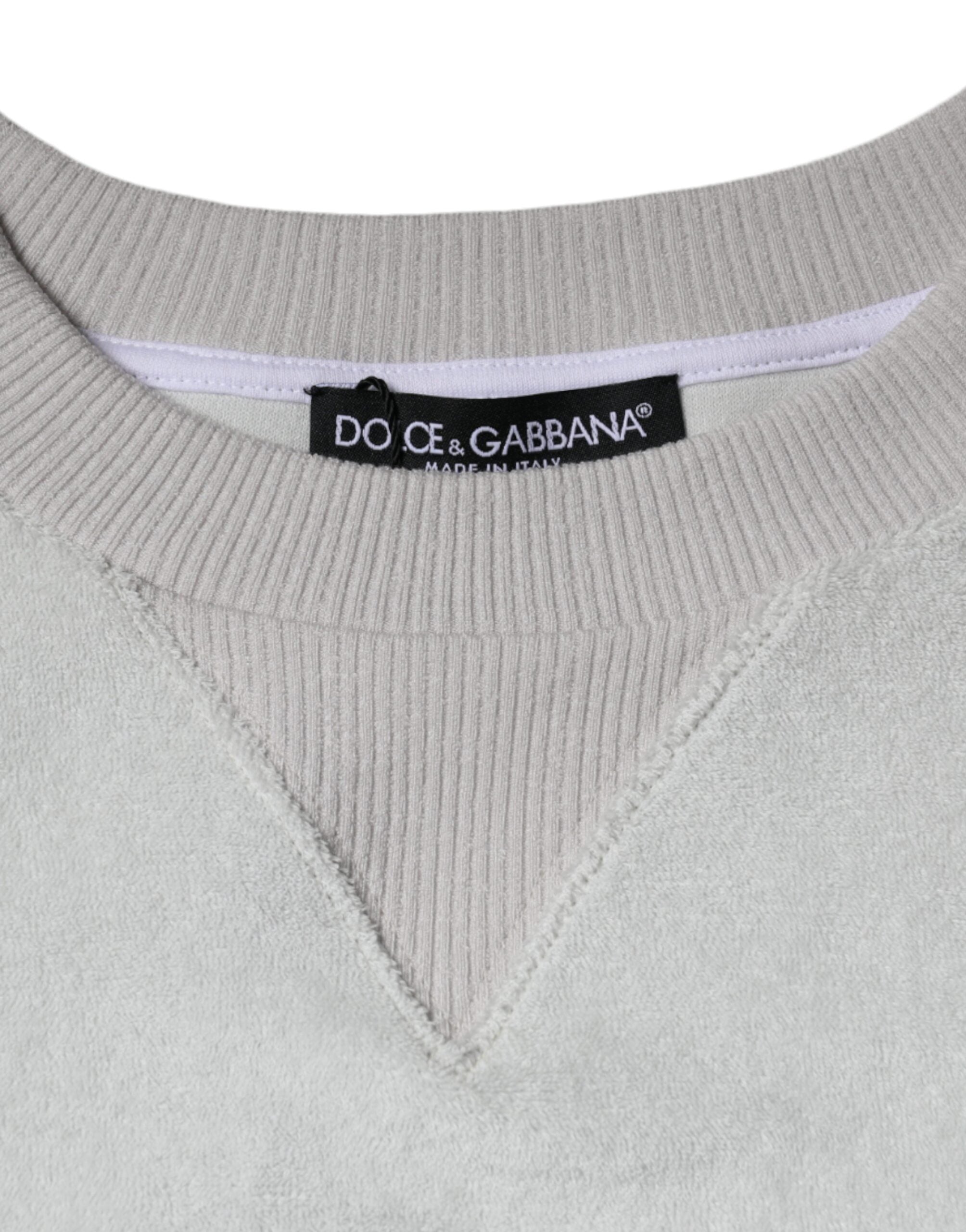 Witte nylon stretch trui met ronde hals