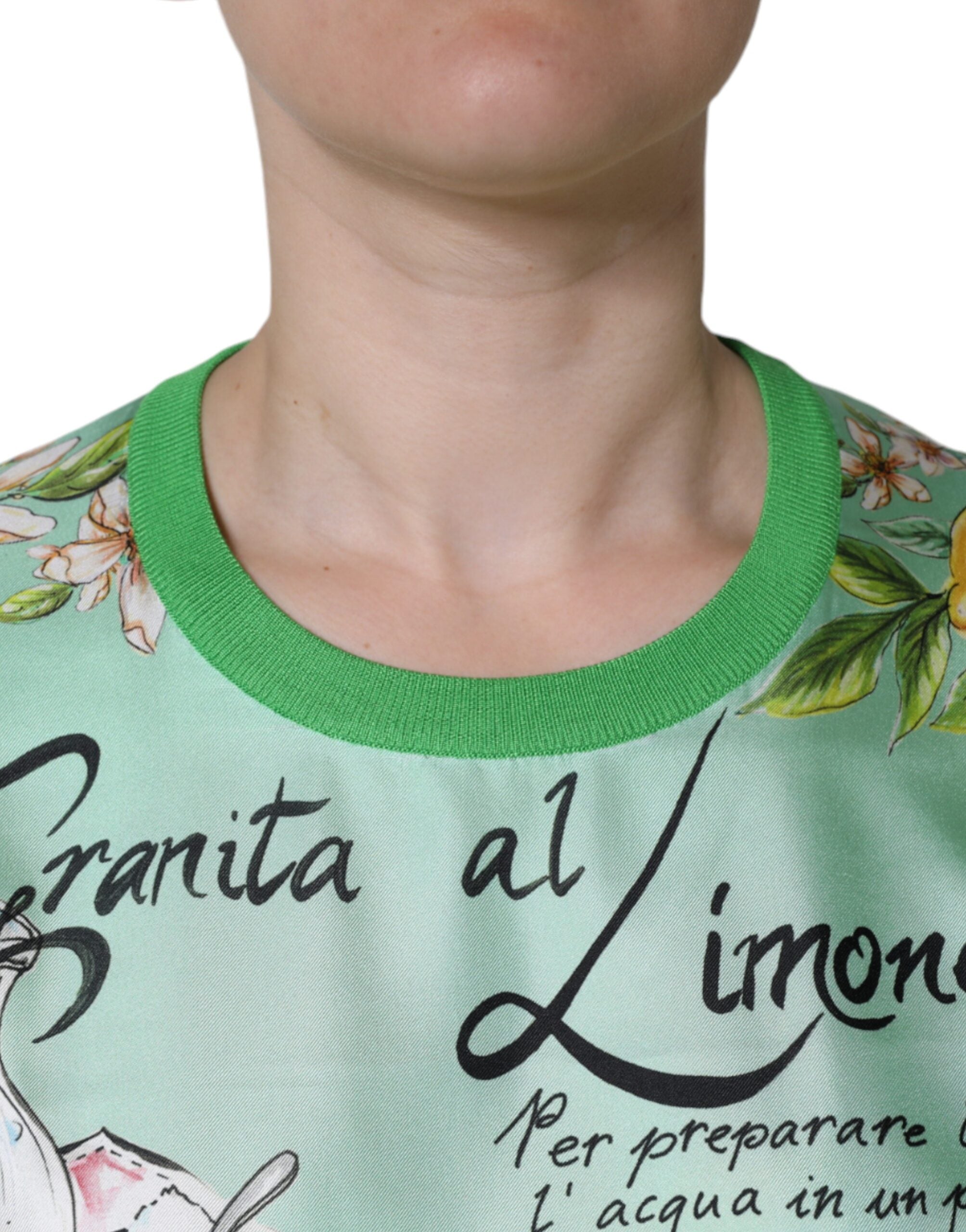 Groene zijden Granita Al Limone trui met lange mouwen