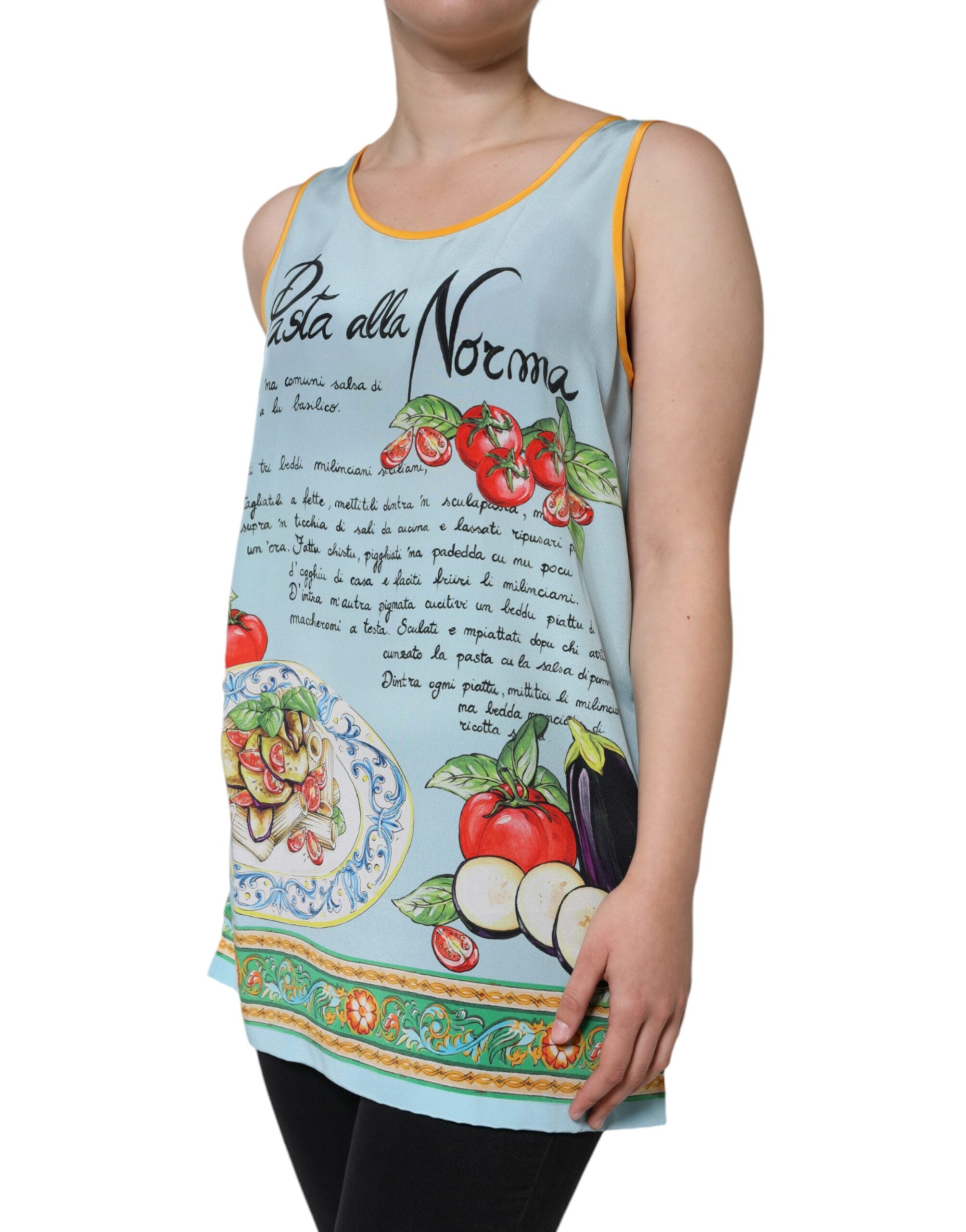Veelkleurige tanktop met Pasta Alla Norma-print
