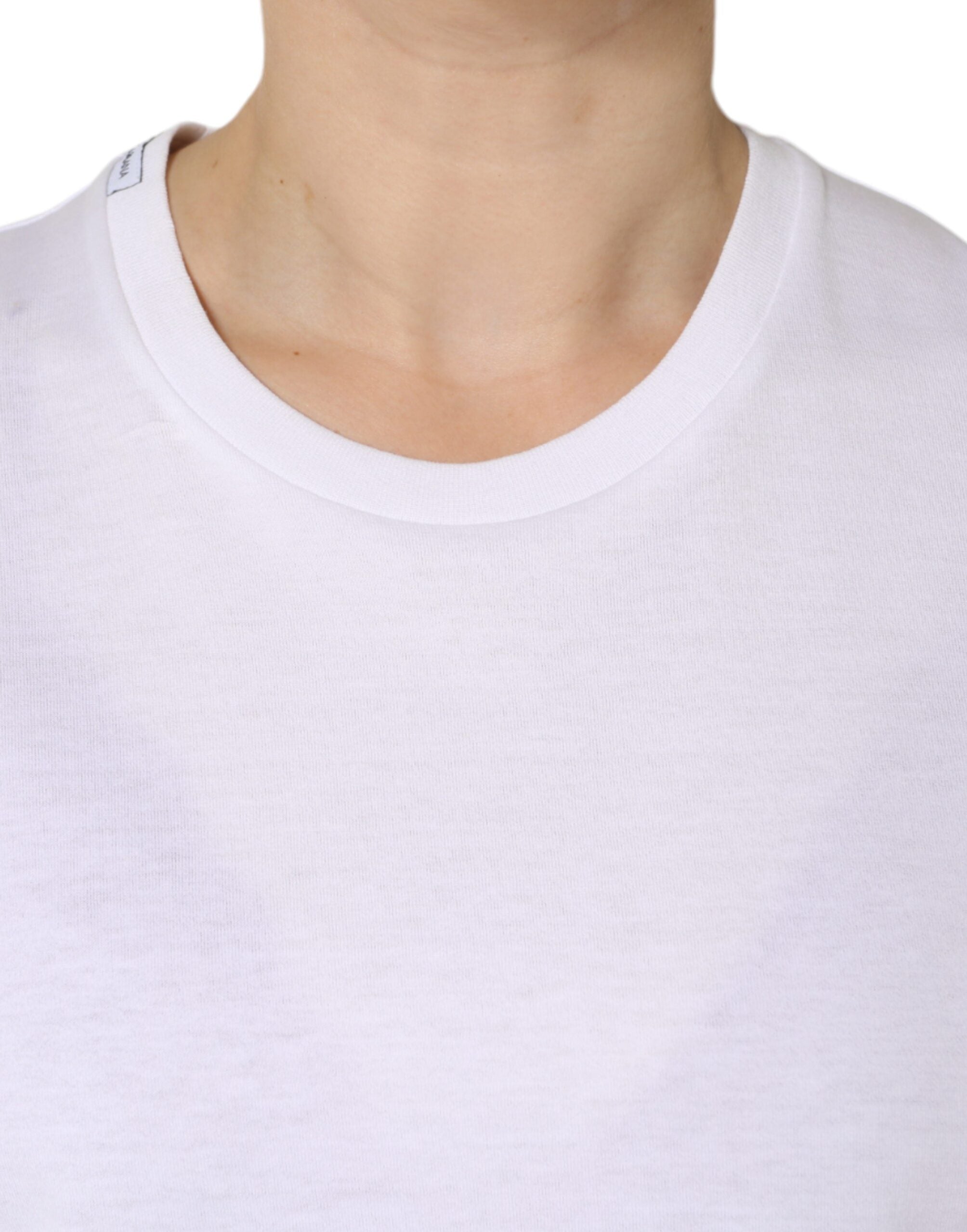 Wit katoenen mouwloos T-shirt met ronde hals