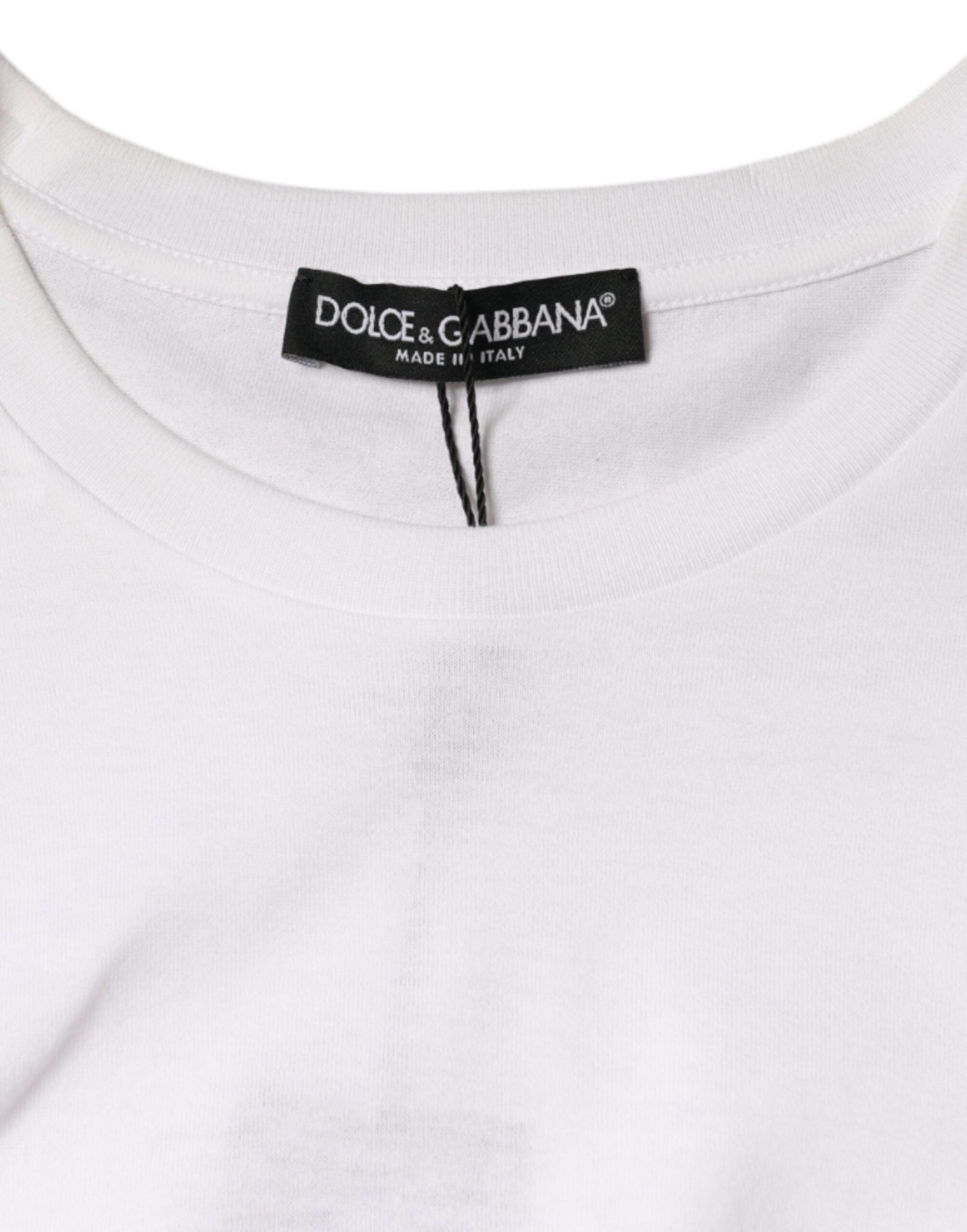 Wit katoenen mouwloos T-shirt met ronde hals