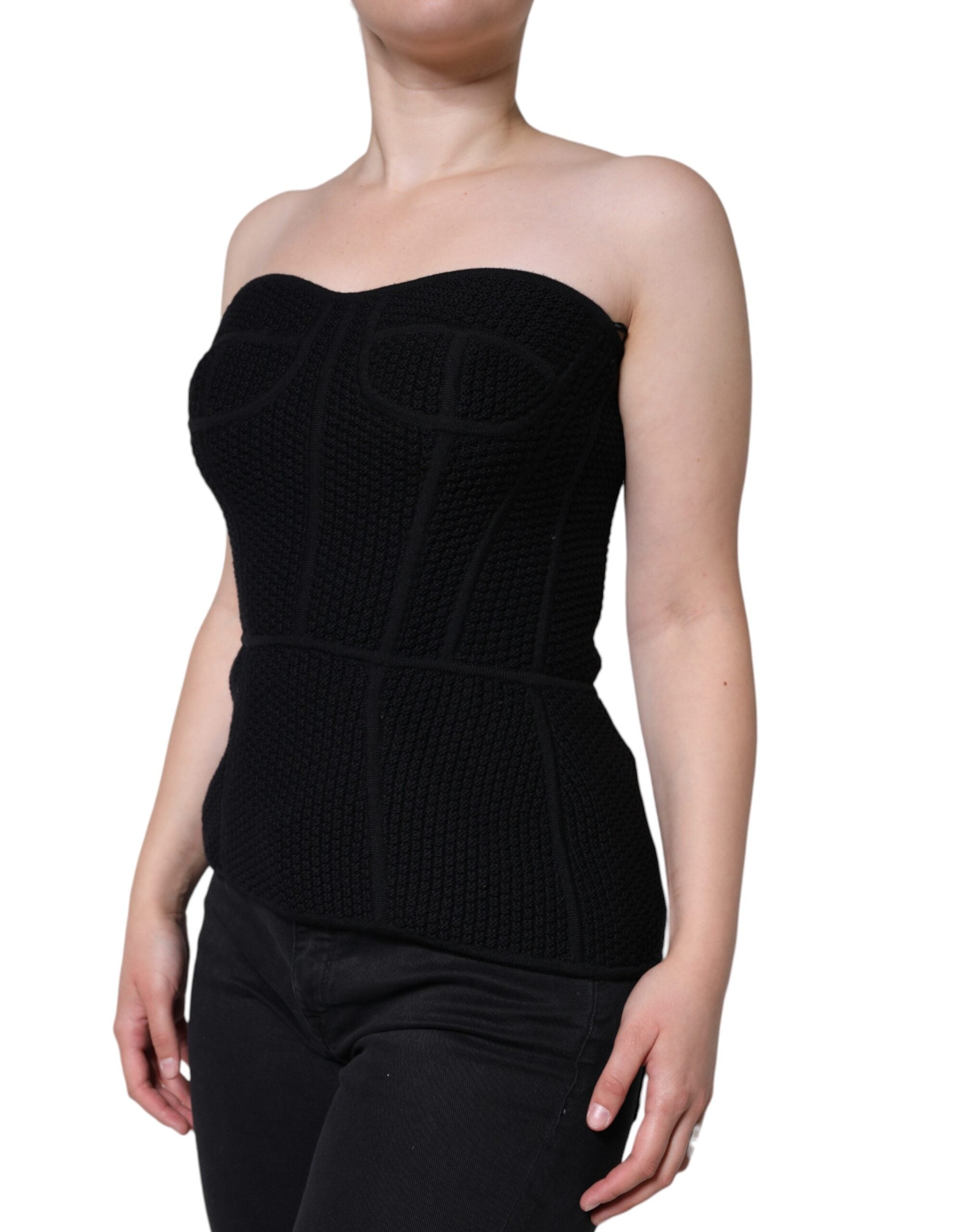 Zwarte bustier mouwloze korset blouse top