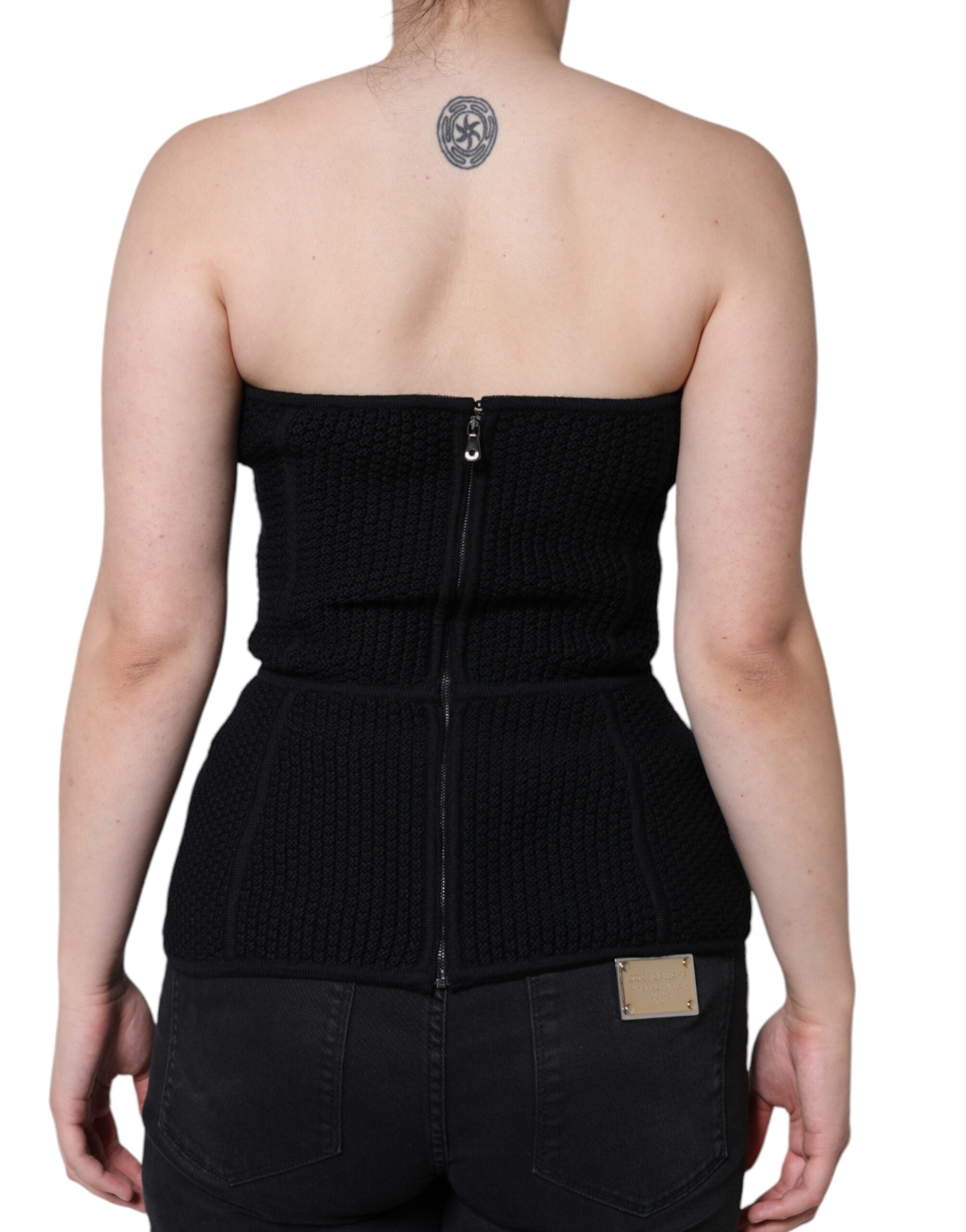 Zwarte bustier mouwloze korset blouse top