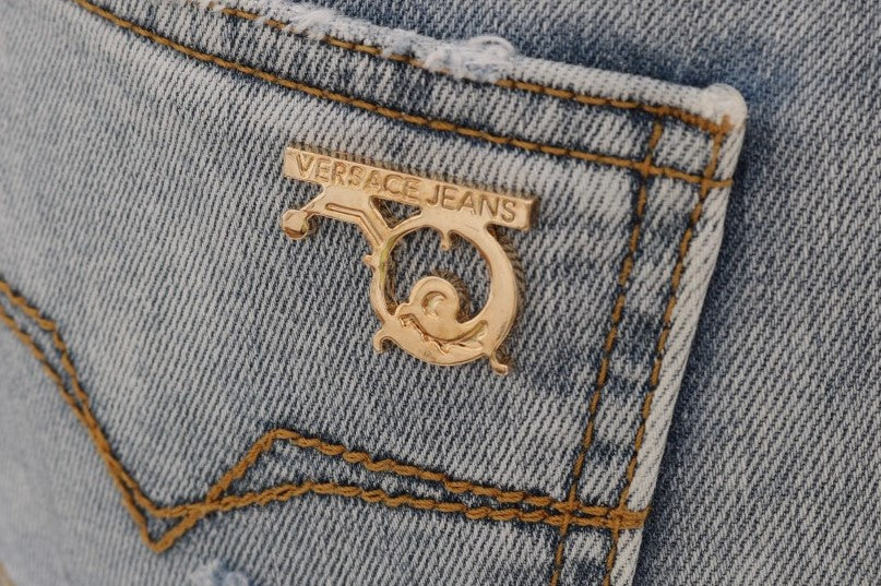 Blauwe gescheurde stretch slim fit jeans