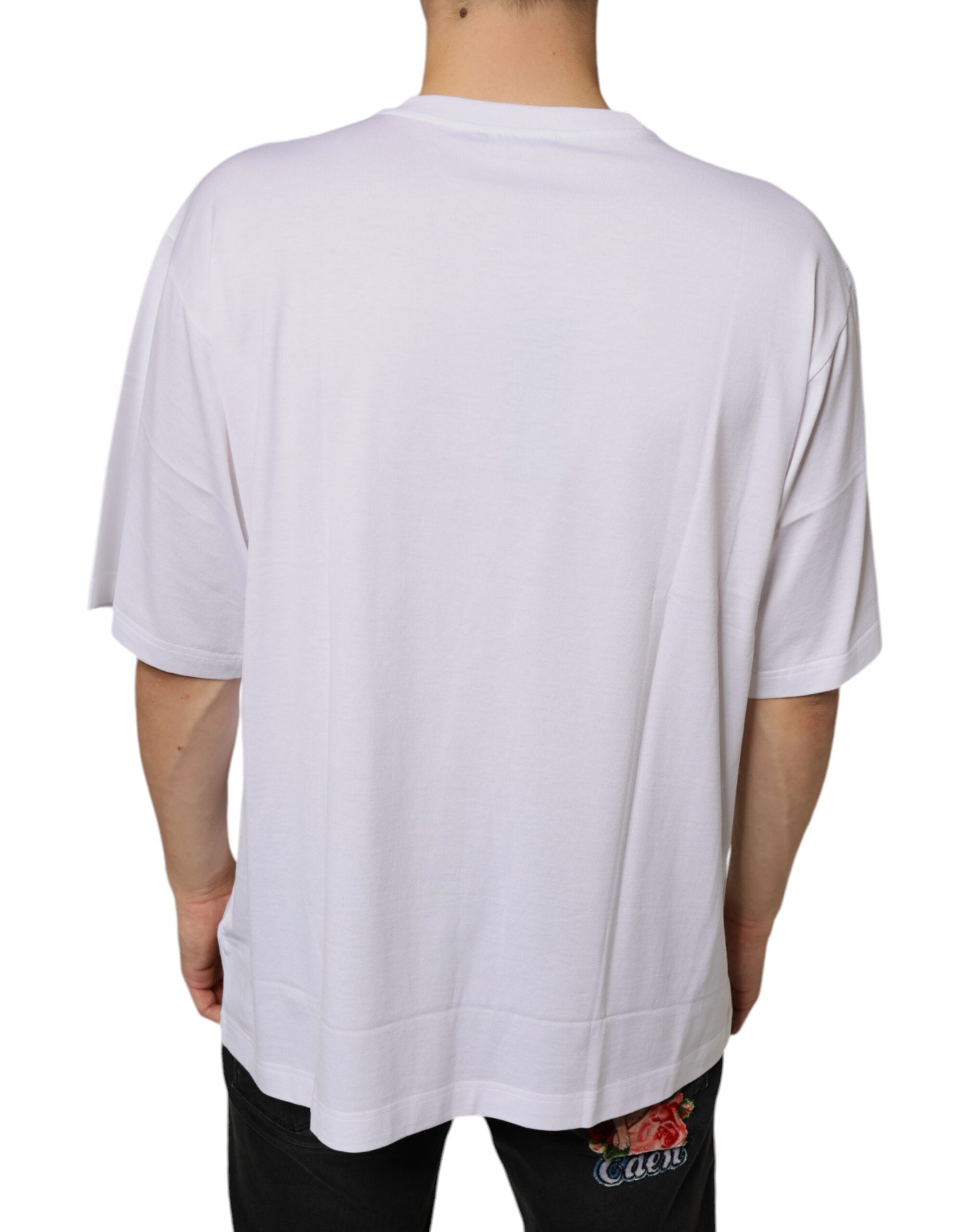 Wit metalen DG-logo katoenen T-shirt met korte mouwen