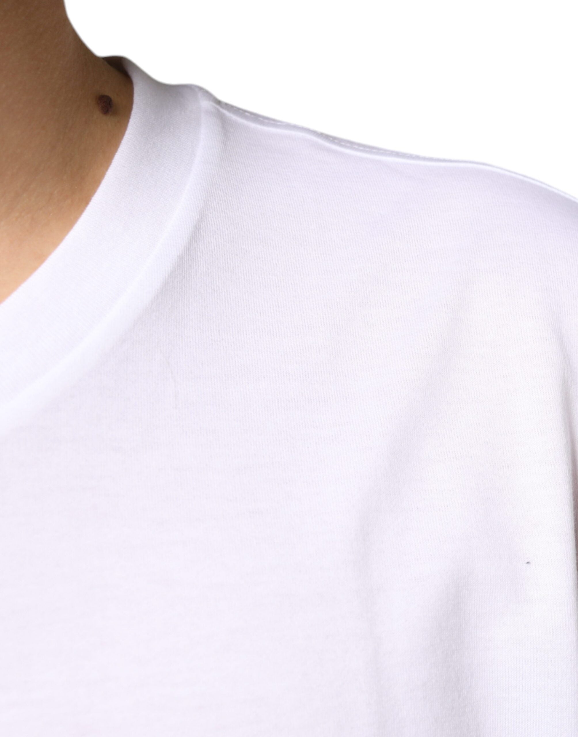 Wit metalen DG-logo katoenen T-shirt met korte mouwen