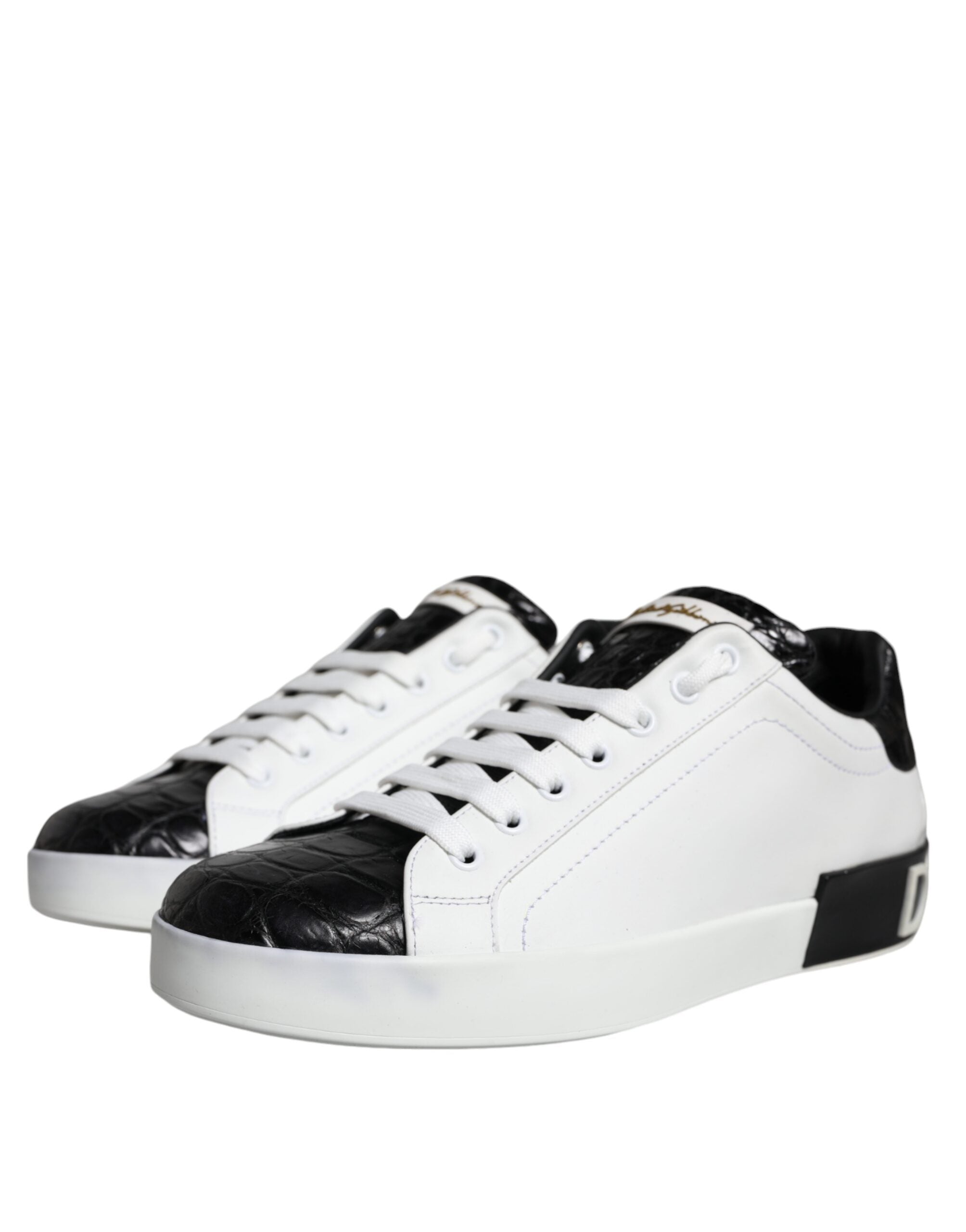 Zwarte leren Portofino-sneakerschoenen met logo