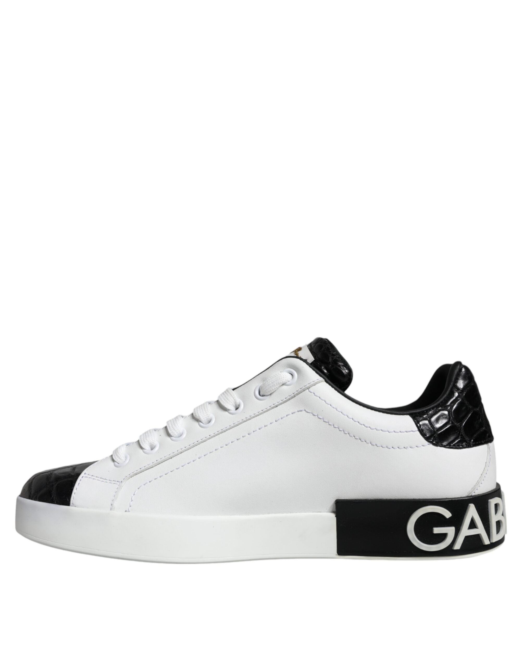 Zwarte leren Portofino-sneakerschoenen met logo