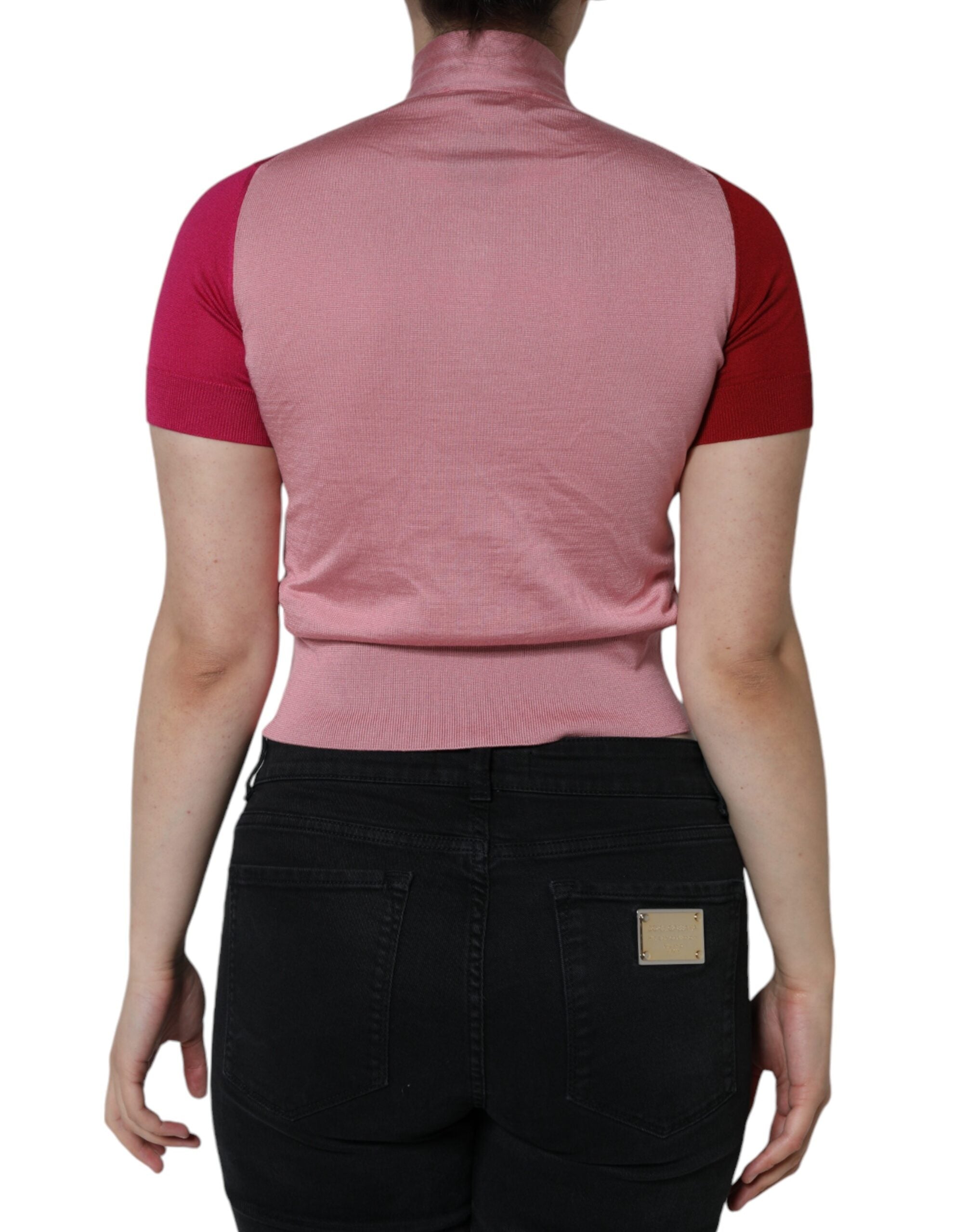 Roze korte mouwen trui Ascot kraag top