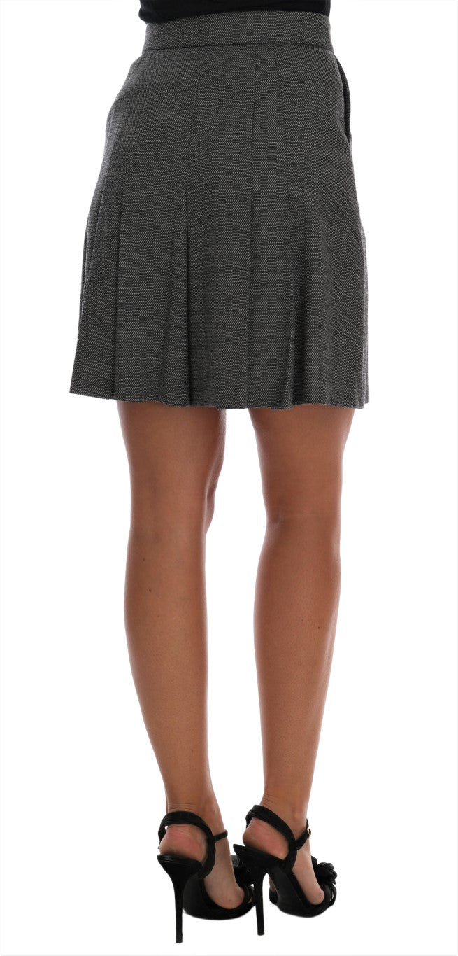 Grijze wollen minishort met hoge taille