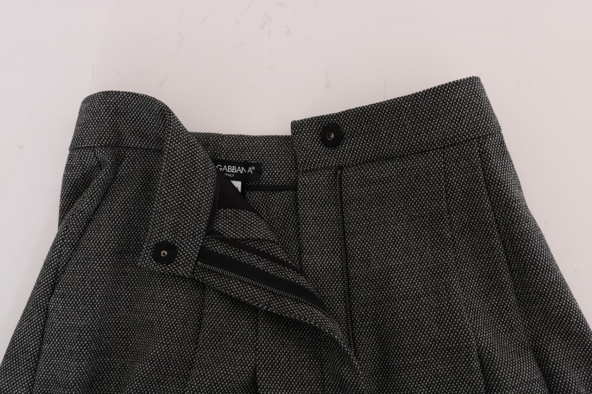 Grijze wollen minishort met hoge taille