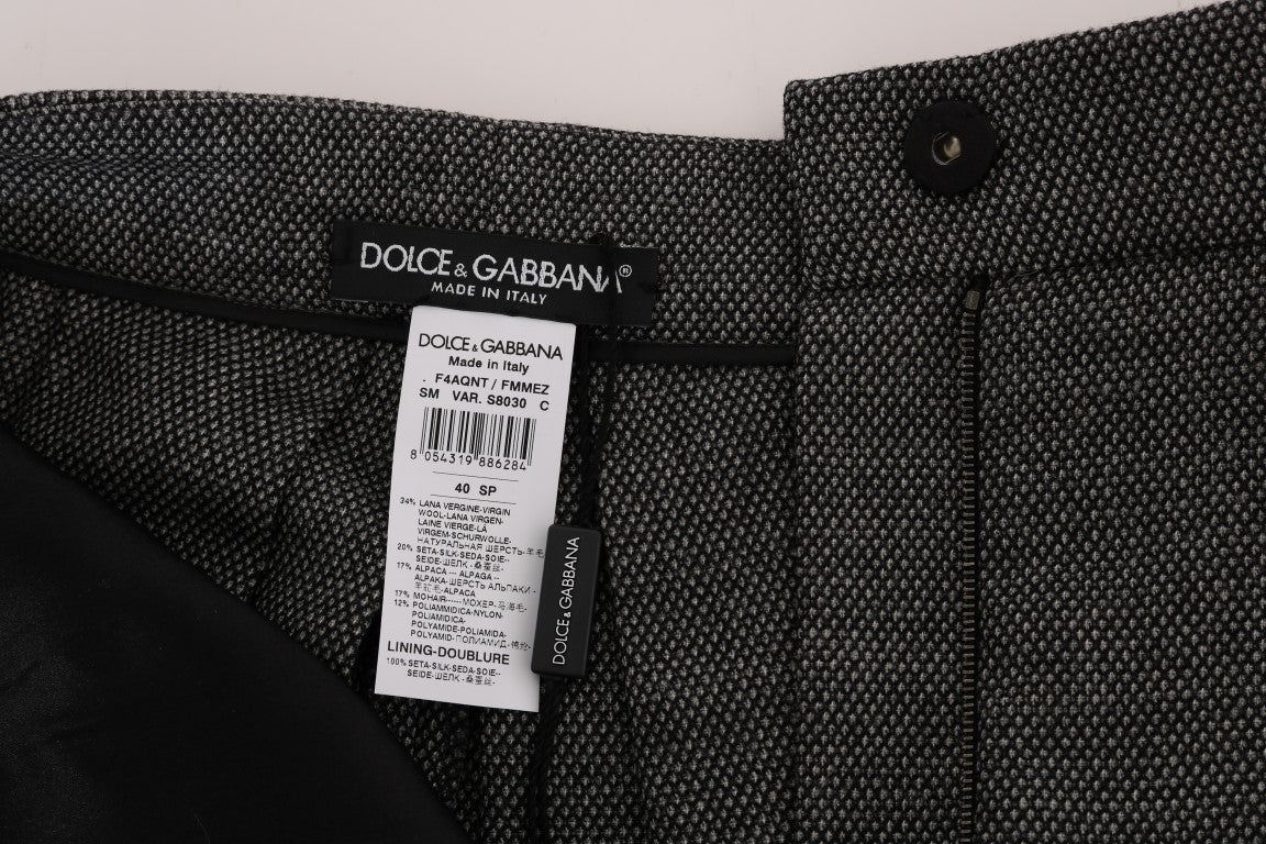 Grijze wollen minishort met hoge taille
