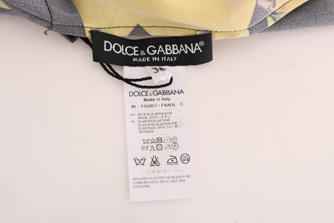 Veelkleurige citroen zijden stretch T-shirt
