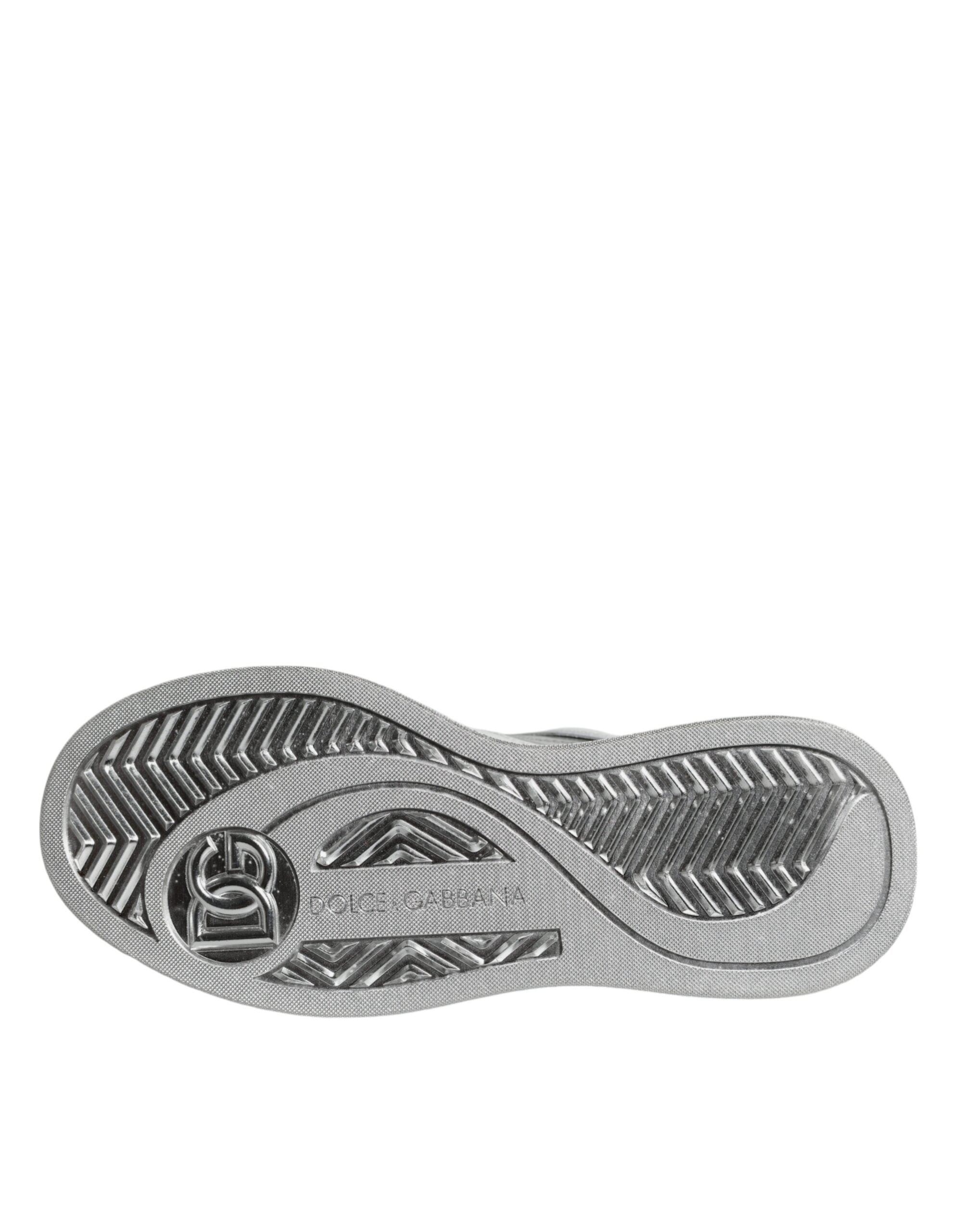 Witte zilveren leren lage sneakers