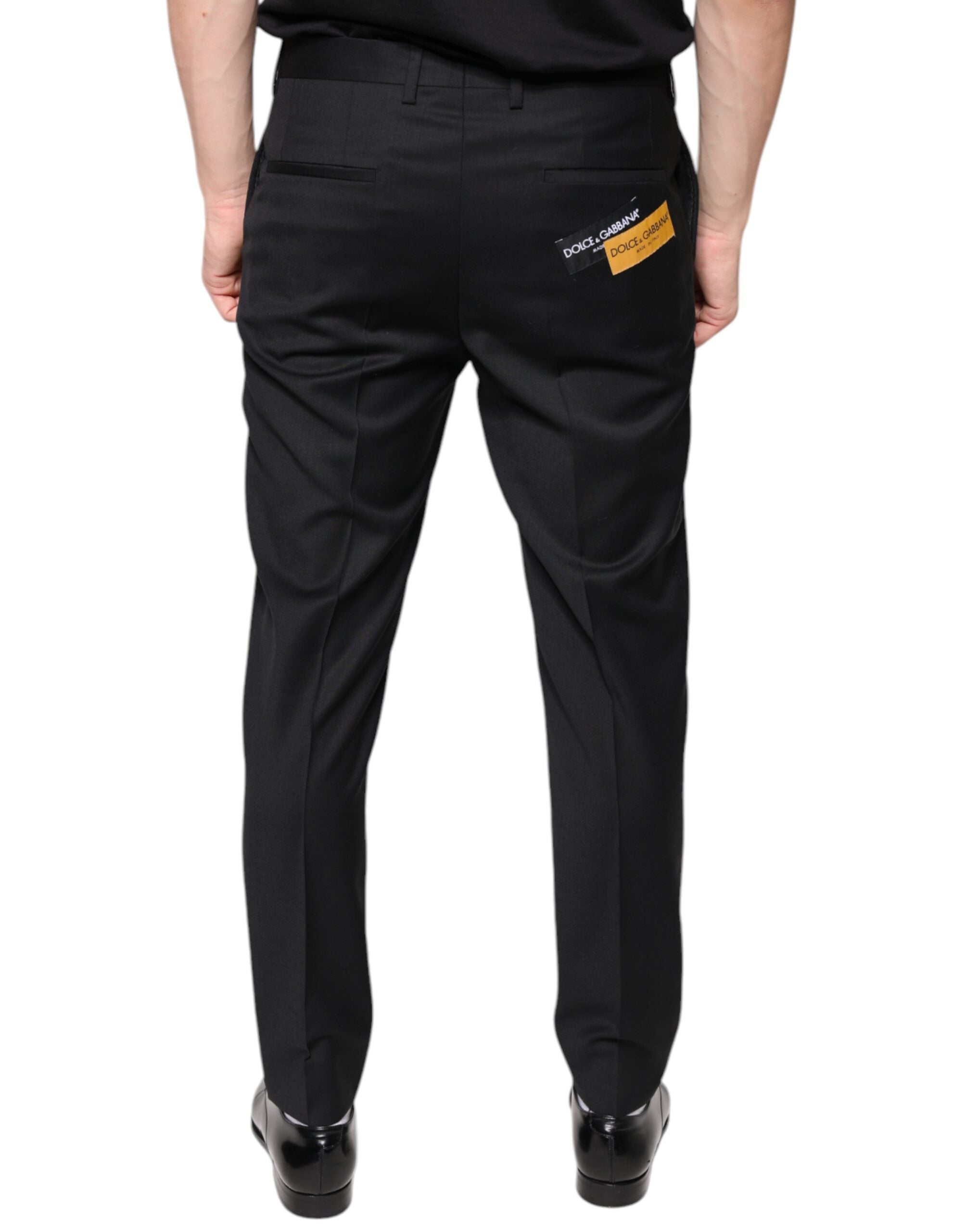 Zwarte wollen skinny herenbroek