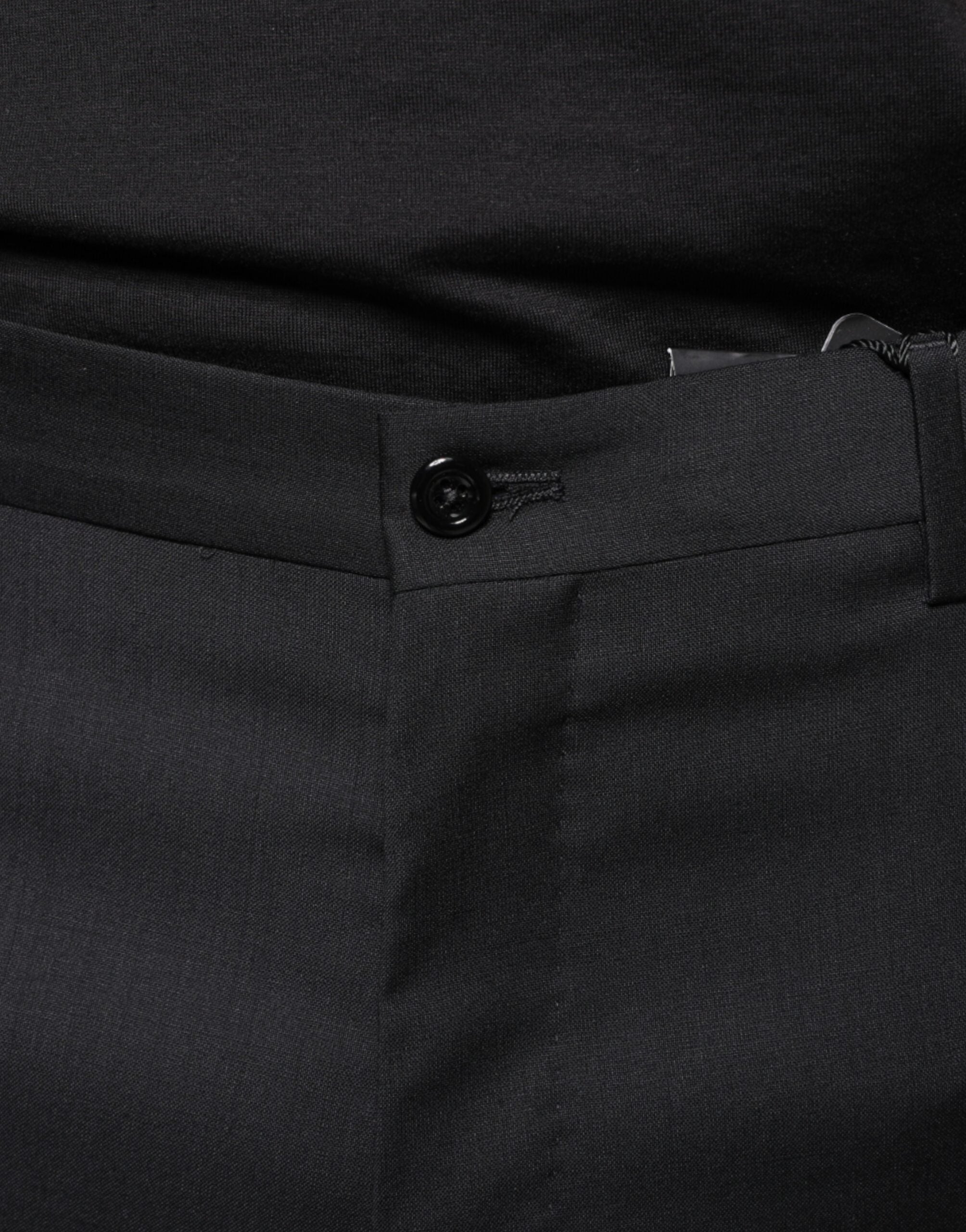 Zwarte wollen skinny herenbroek