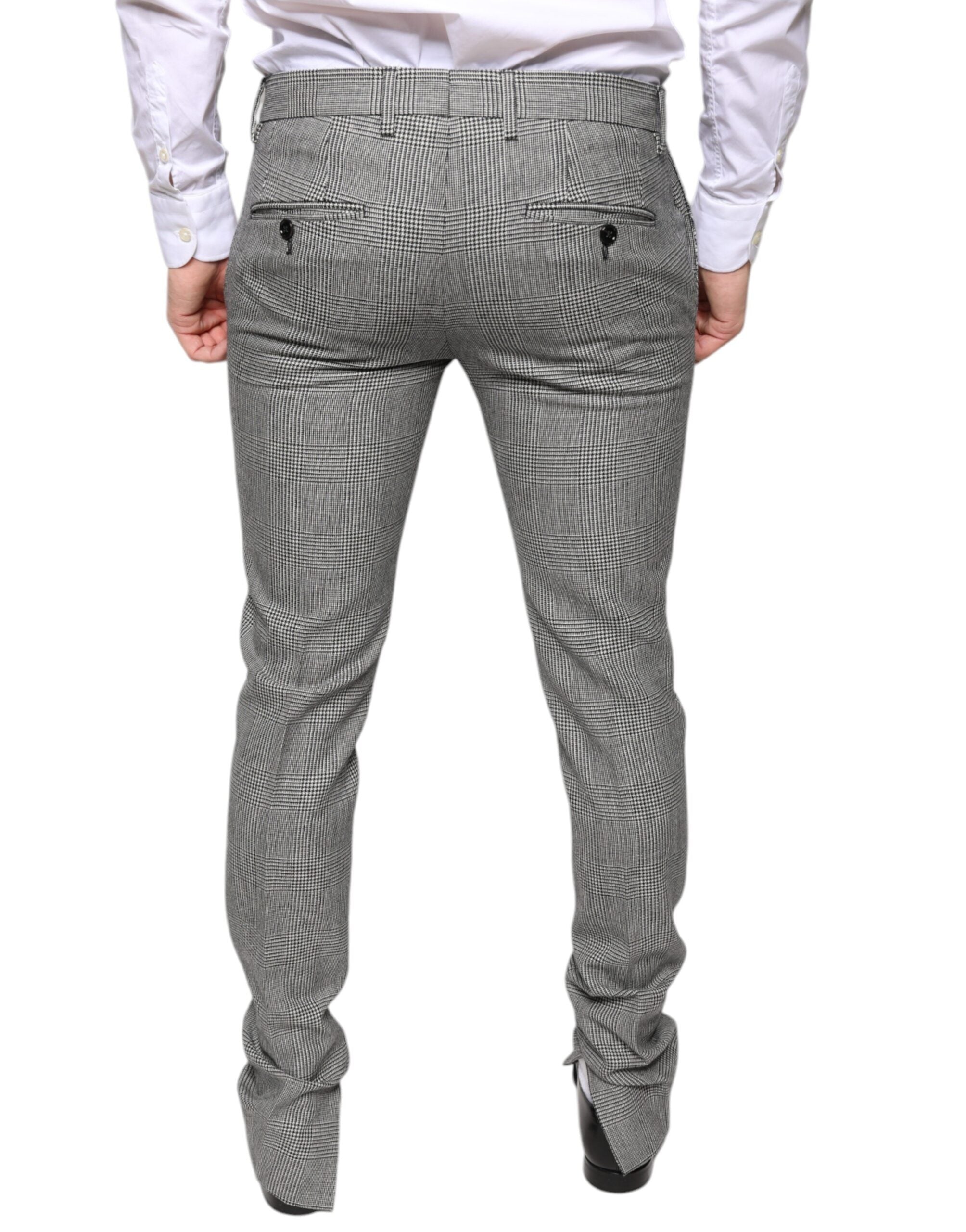 Grijze geruite tartan wollen skinny broek