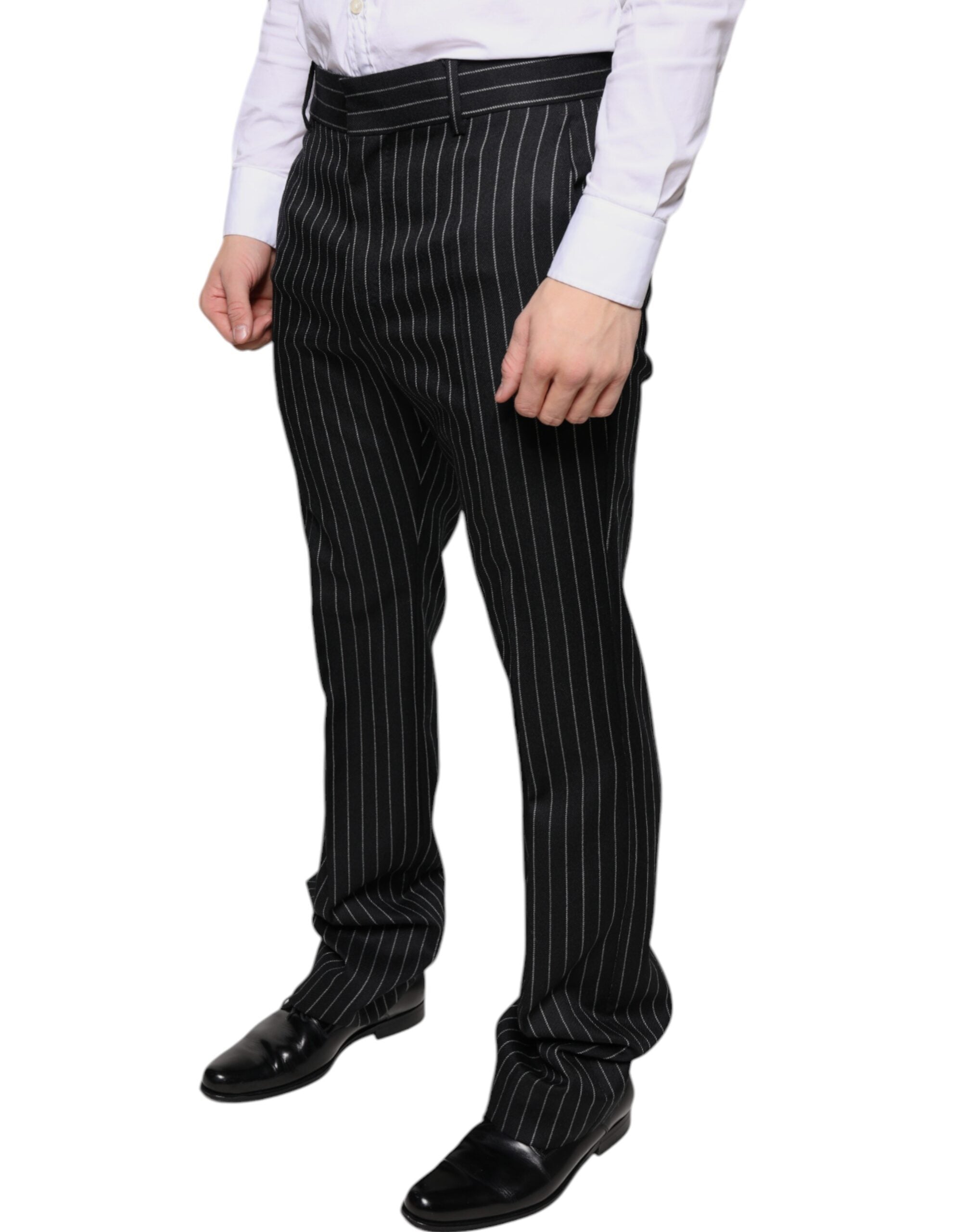 Zwarte gestreepte skinny herenbroek
