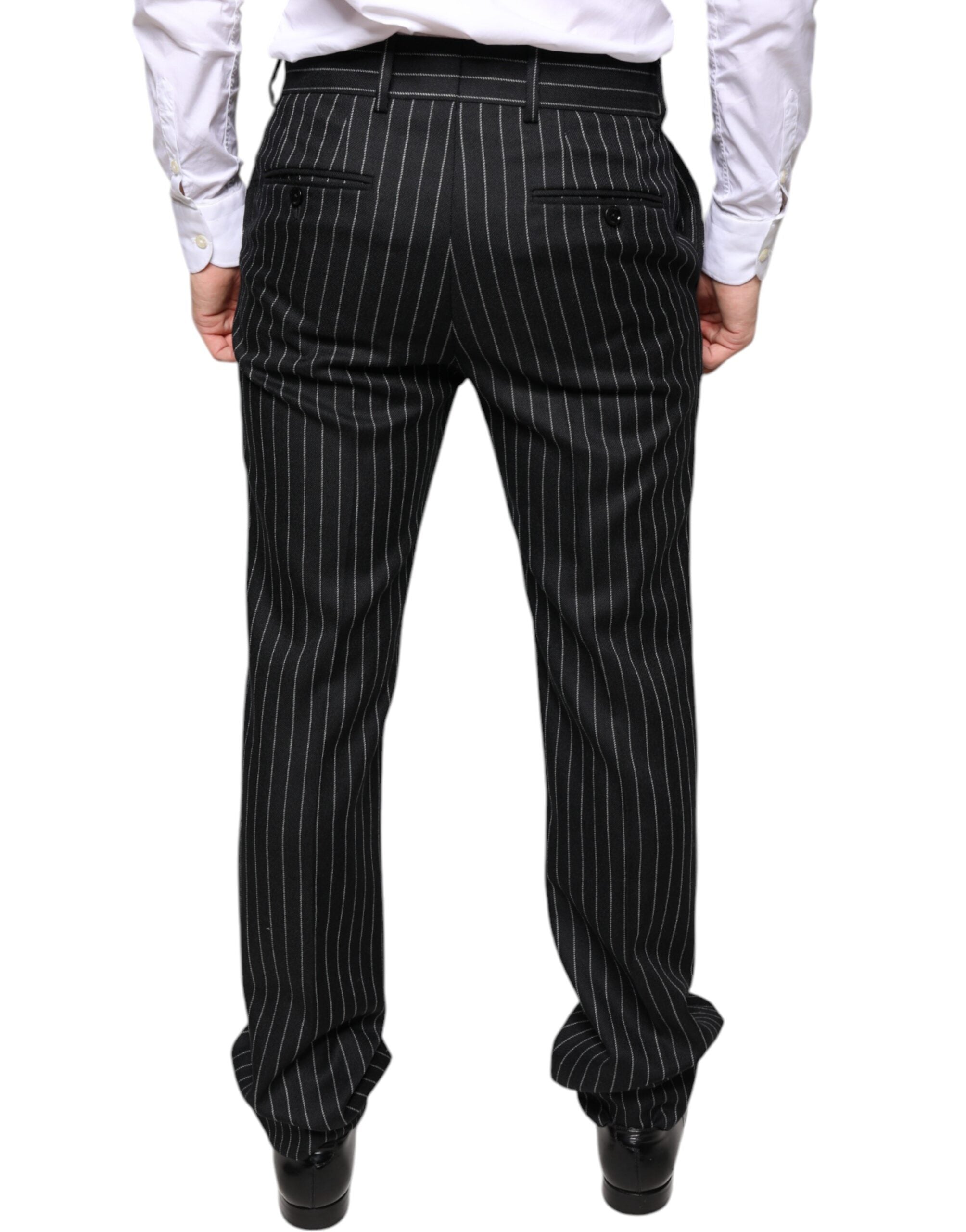 Zwarte gestreepte skinny herenbroek