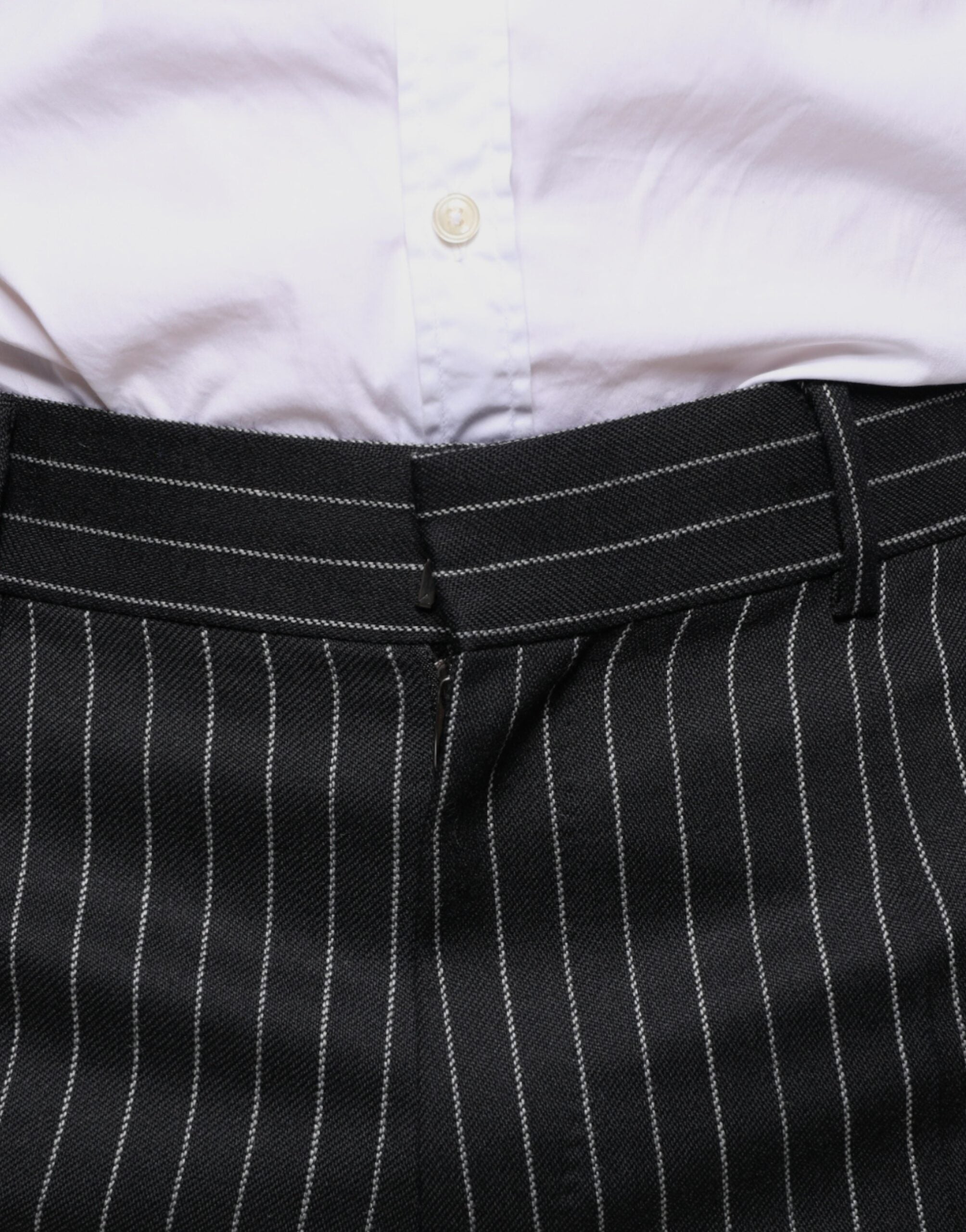 Zwarte gestreepte skinny herenbroek