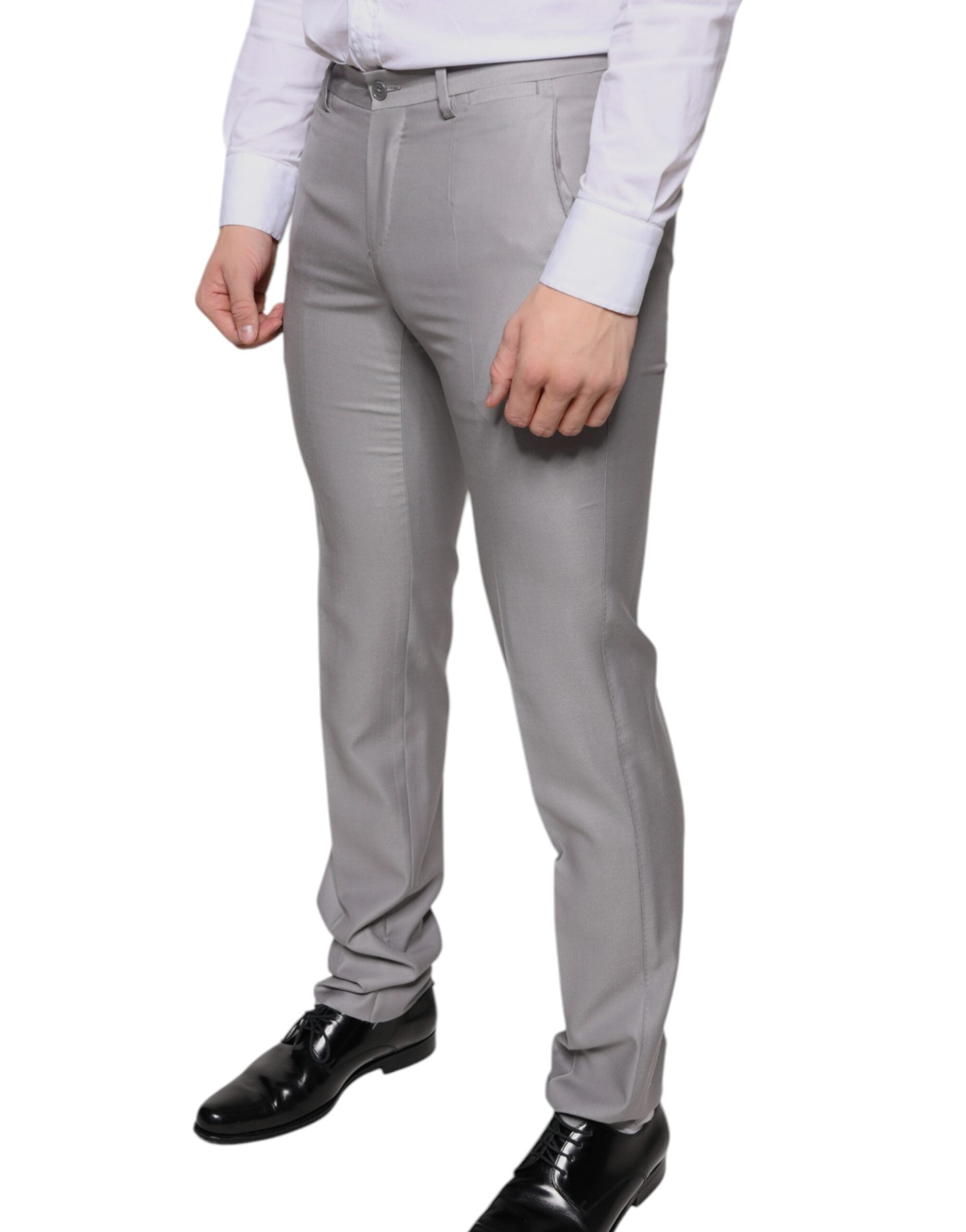 Lichtgrijze wollen pantalon