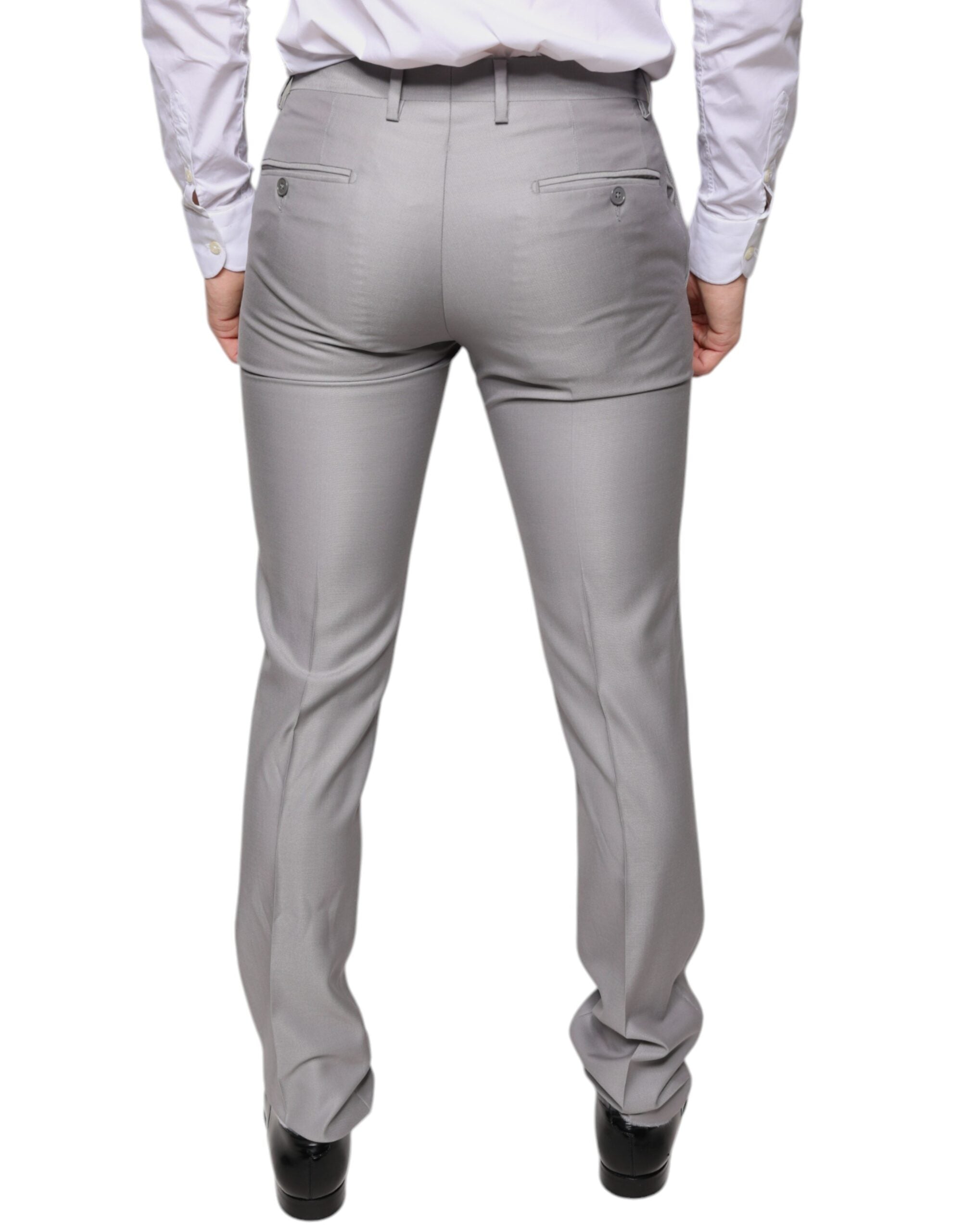 Lichtgrijze wollen pantalon