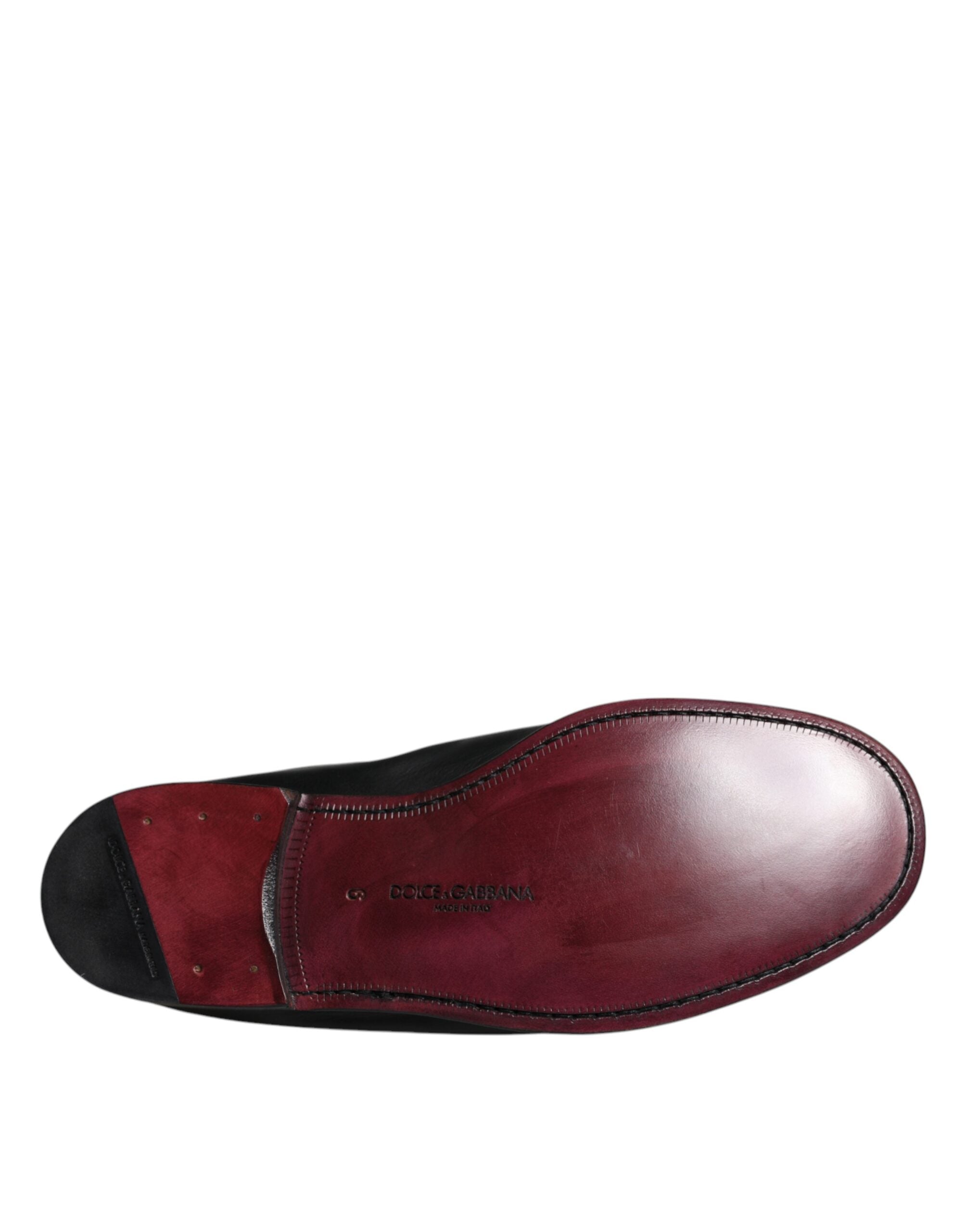 Zwarte leren loafers met geborduurd logo voor heren