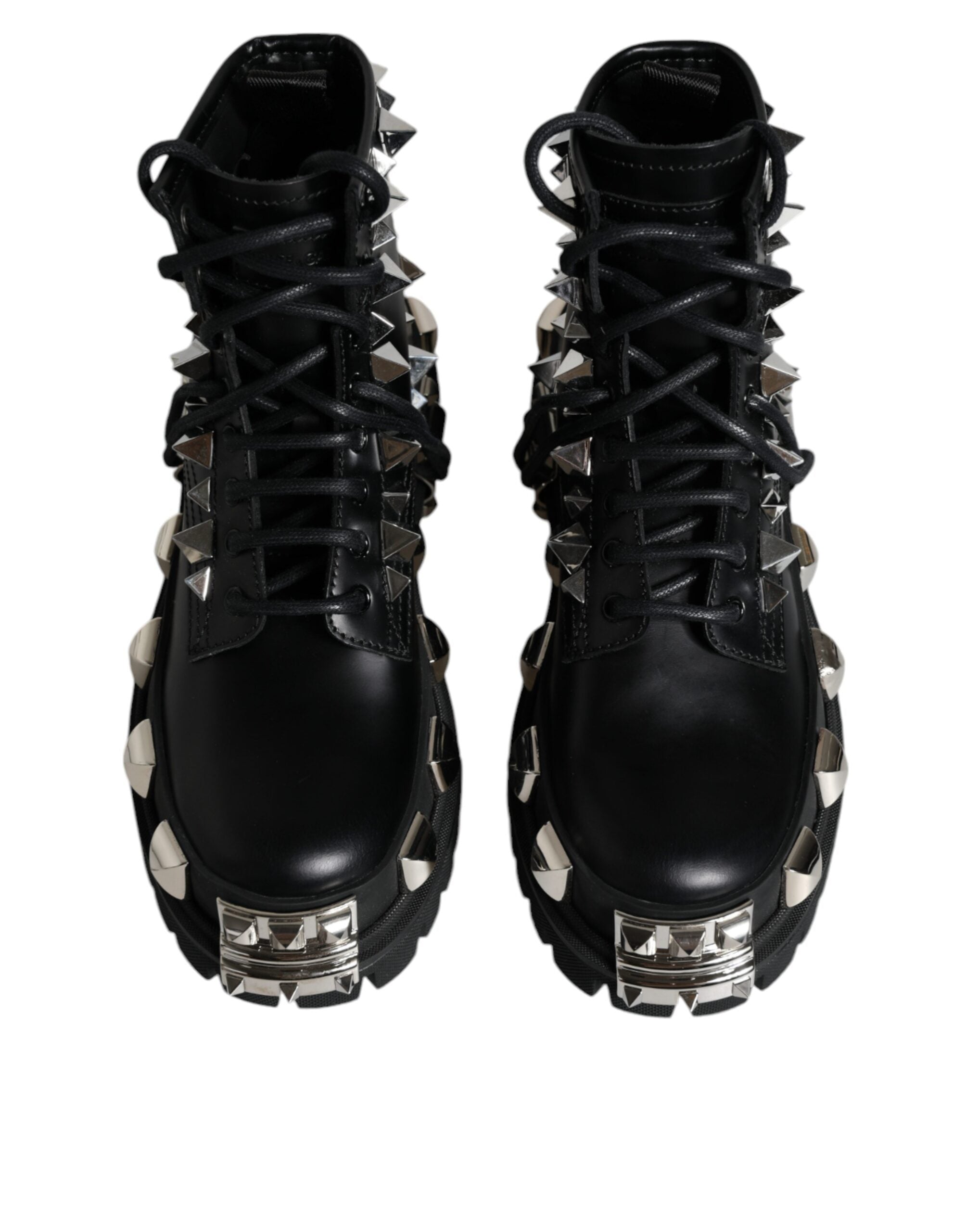 Zwarte leren trekkinglaarzen met studs