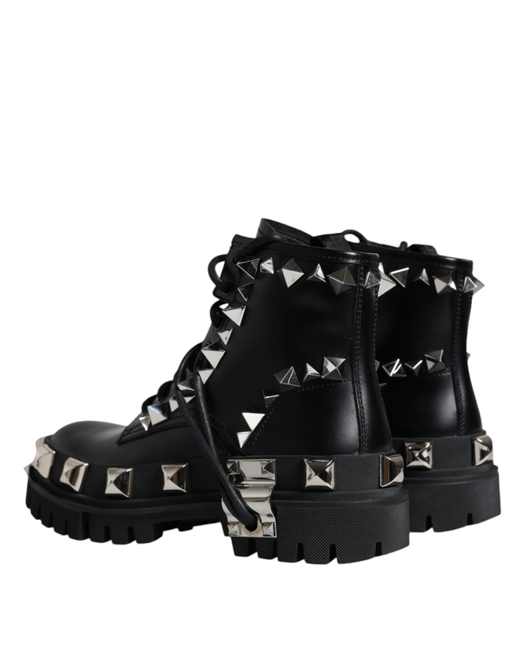 Zwarte leren trekkinglaarzen met studs