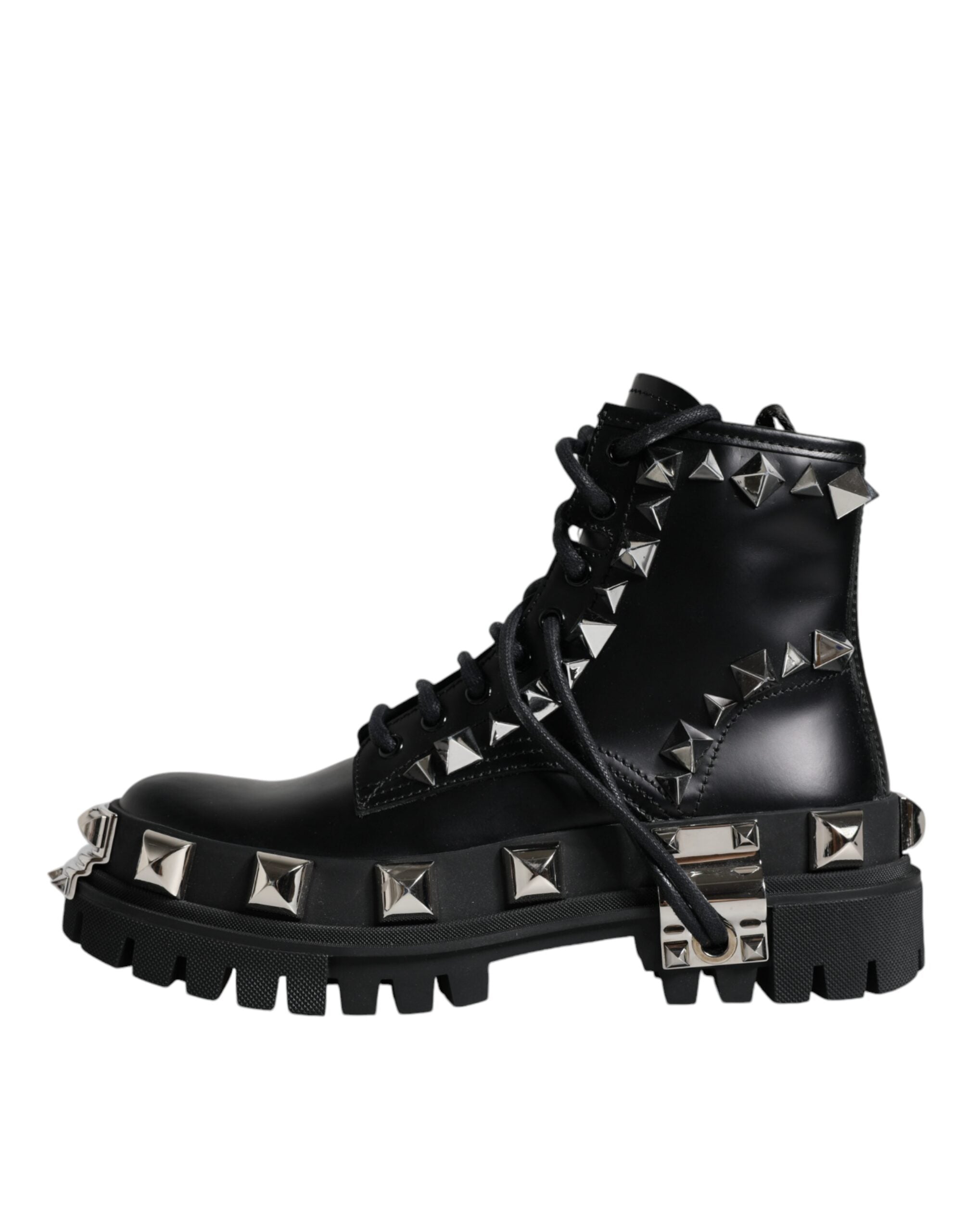 Zwarte leren trekkinglaarzen met studs
