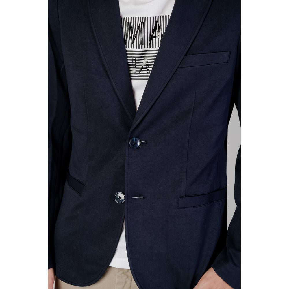 Blauwe viscose blazer