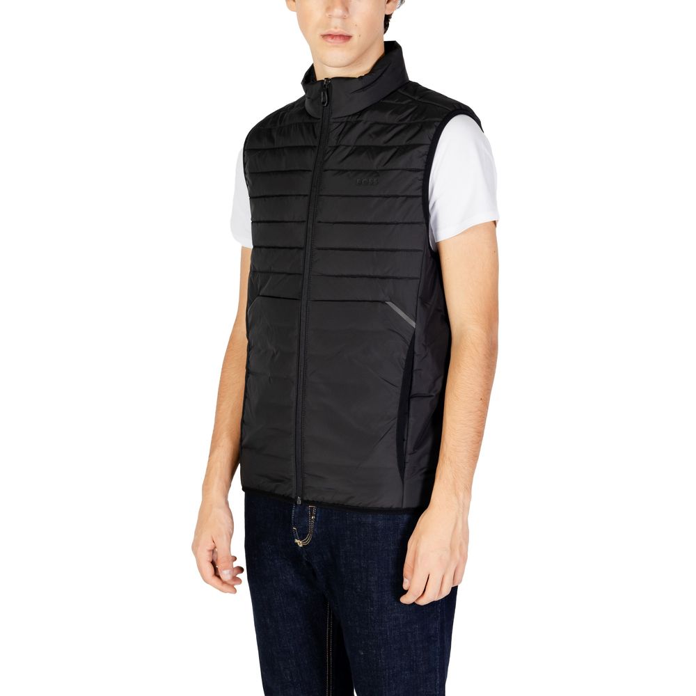 Zwarte polyester mouwloze jas