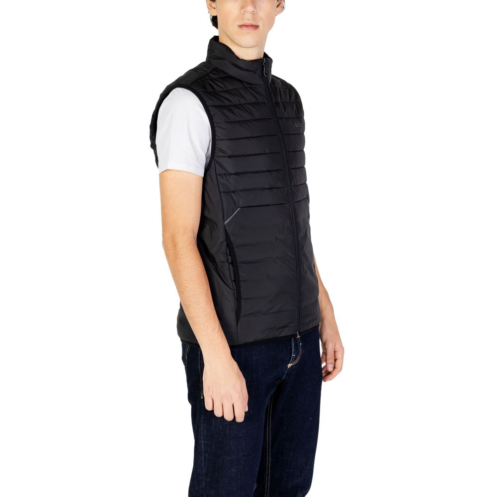 Zwarte polyester mouwloze jas