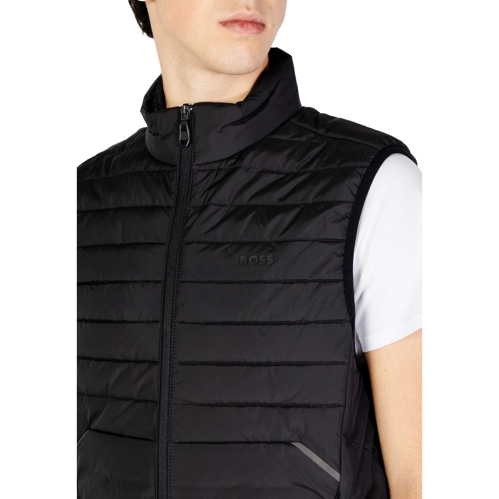 Zwarte polyester mouwloze jas
