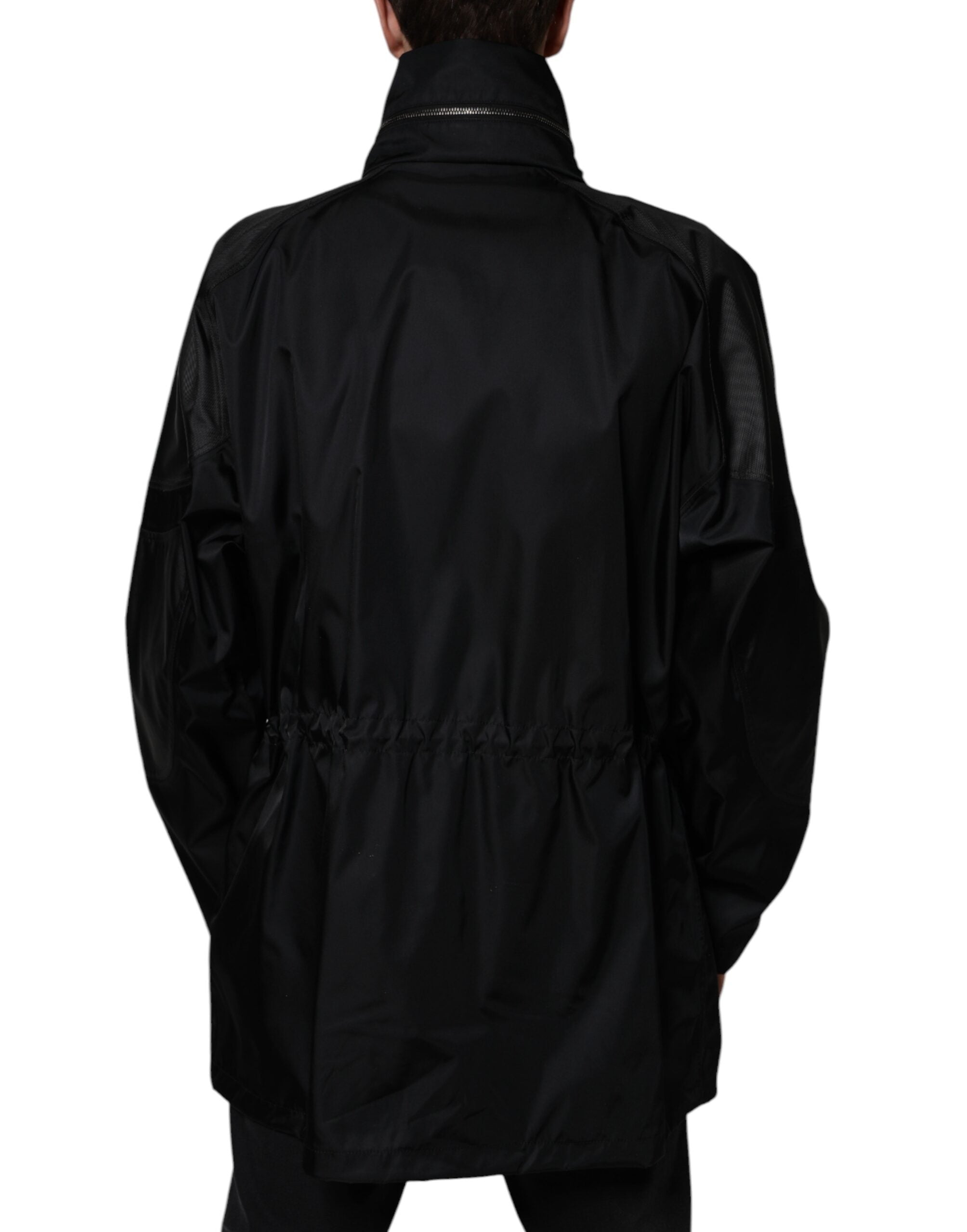 Zwarte nylon winterjas voor heren, parka