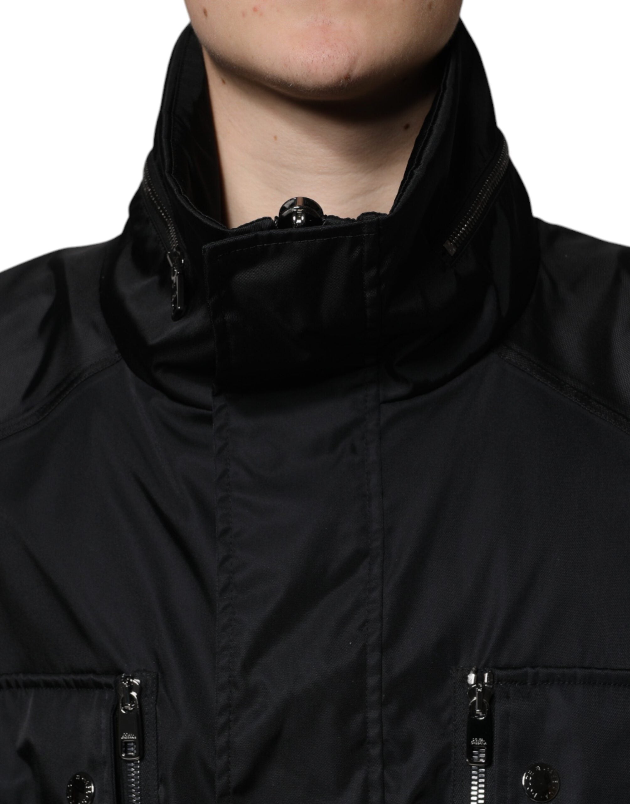 Zwarte nylon winterjas voor heren, parka