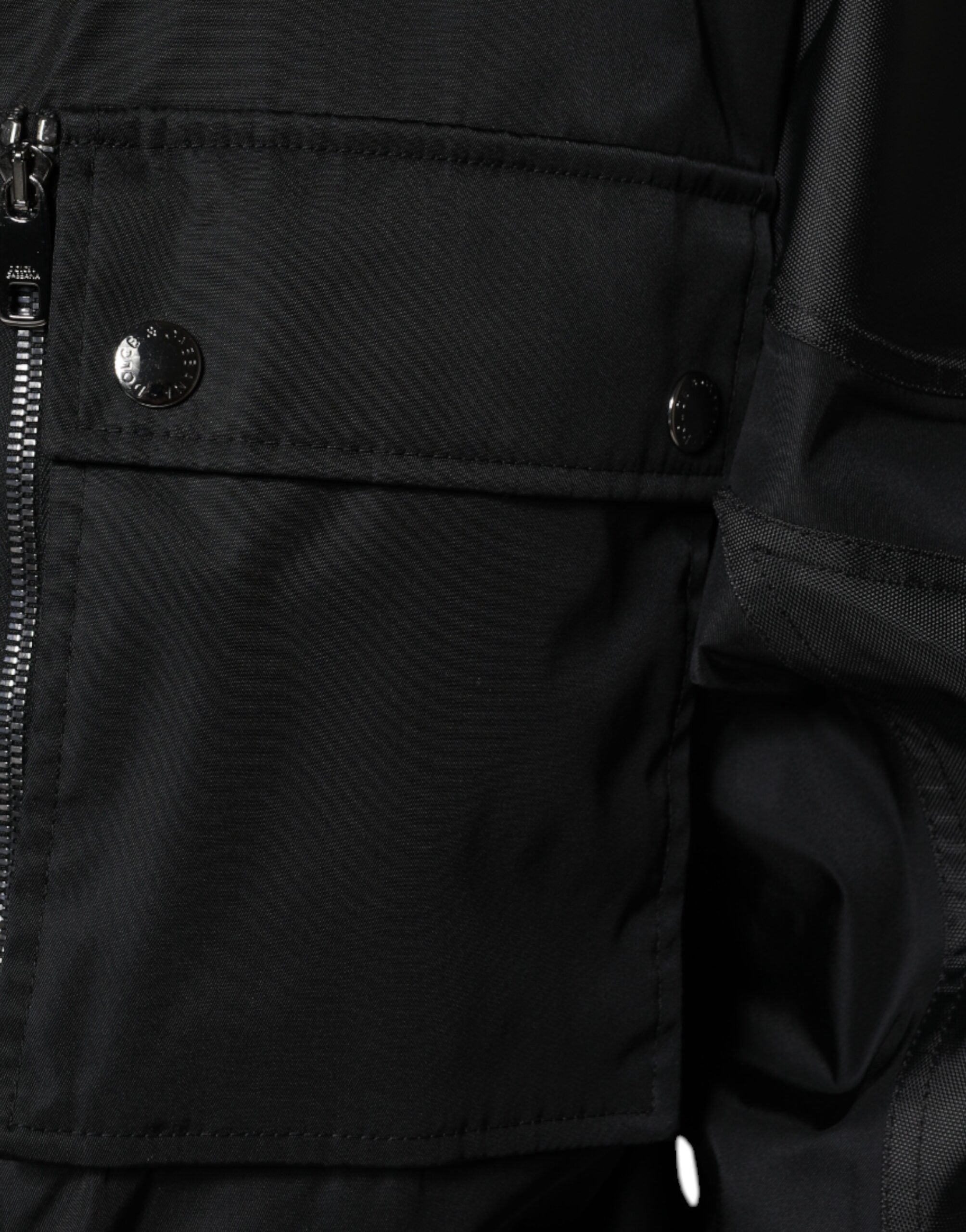 Zwarte nylon winterjas voor heren, parka