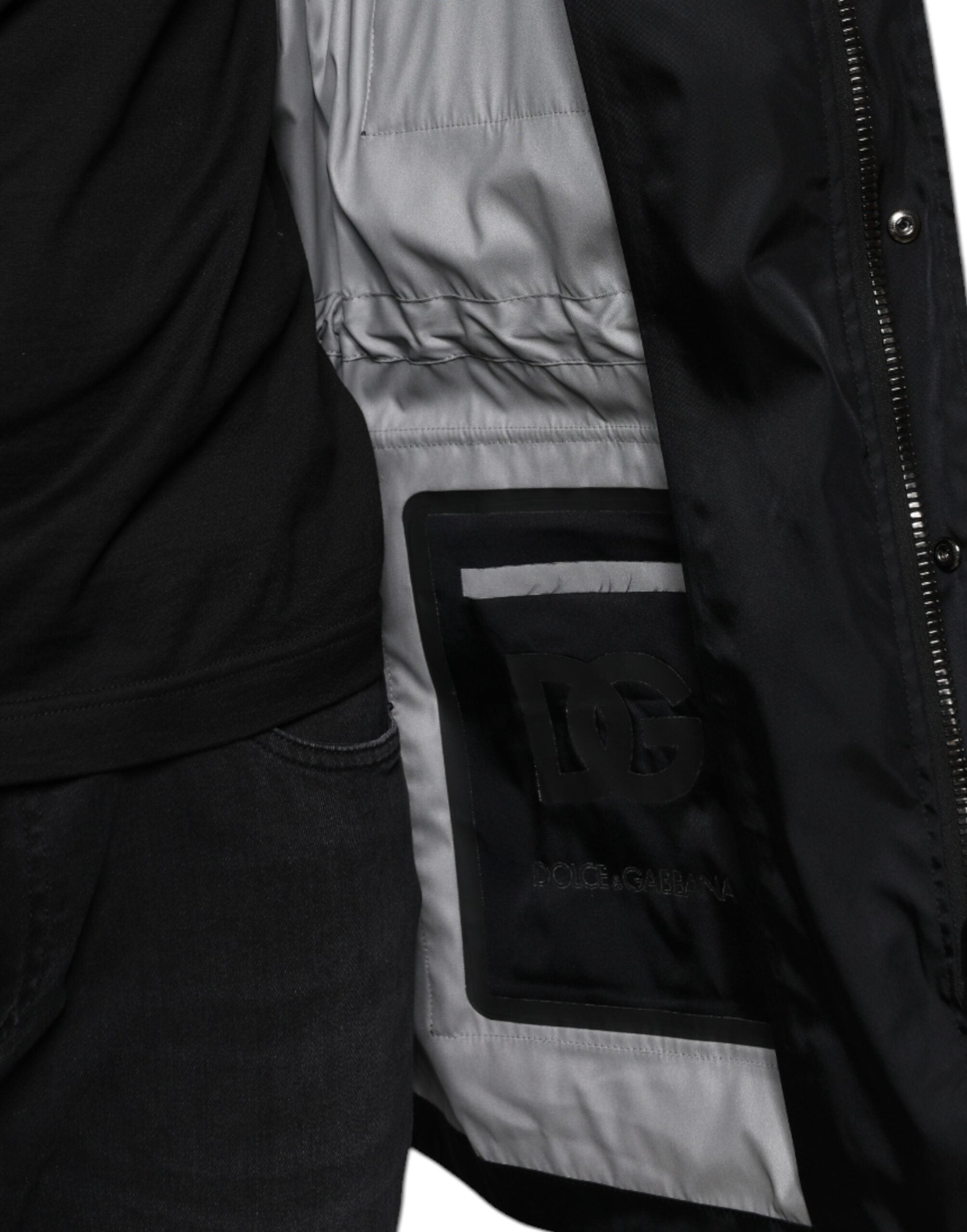 Zwarte nylon winterjas voor heren, parka