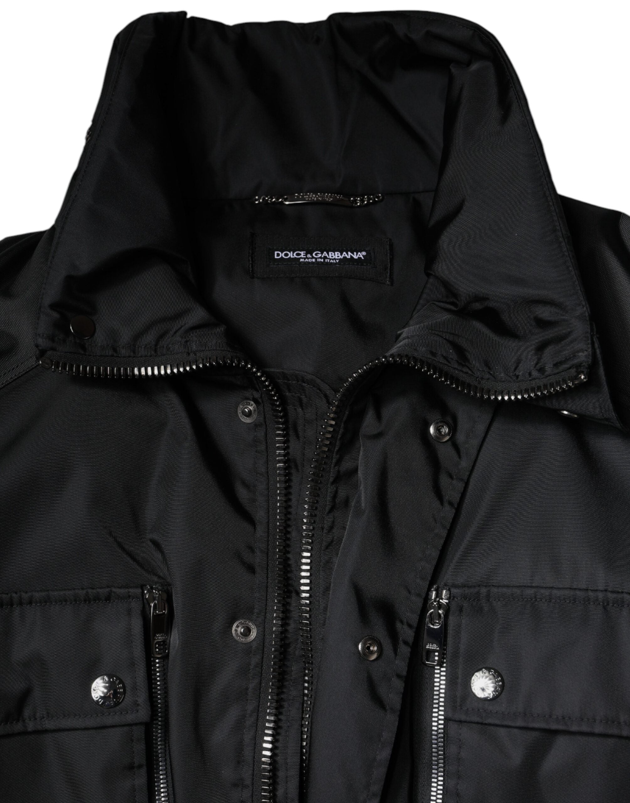 Zwarte nylon winterjas voor heren, parka