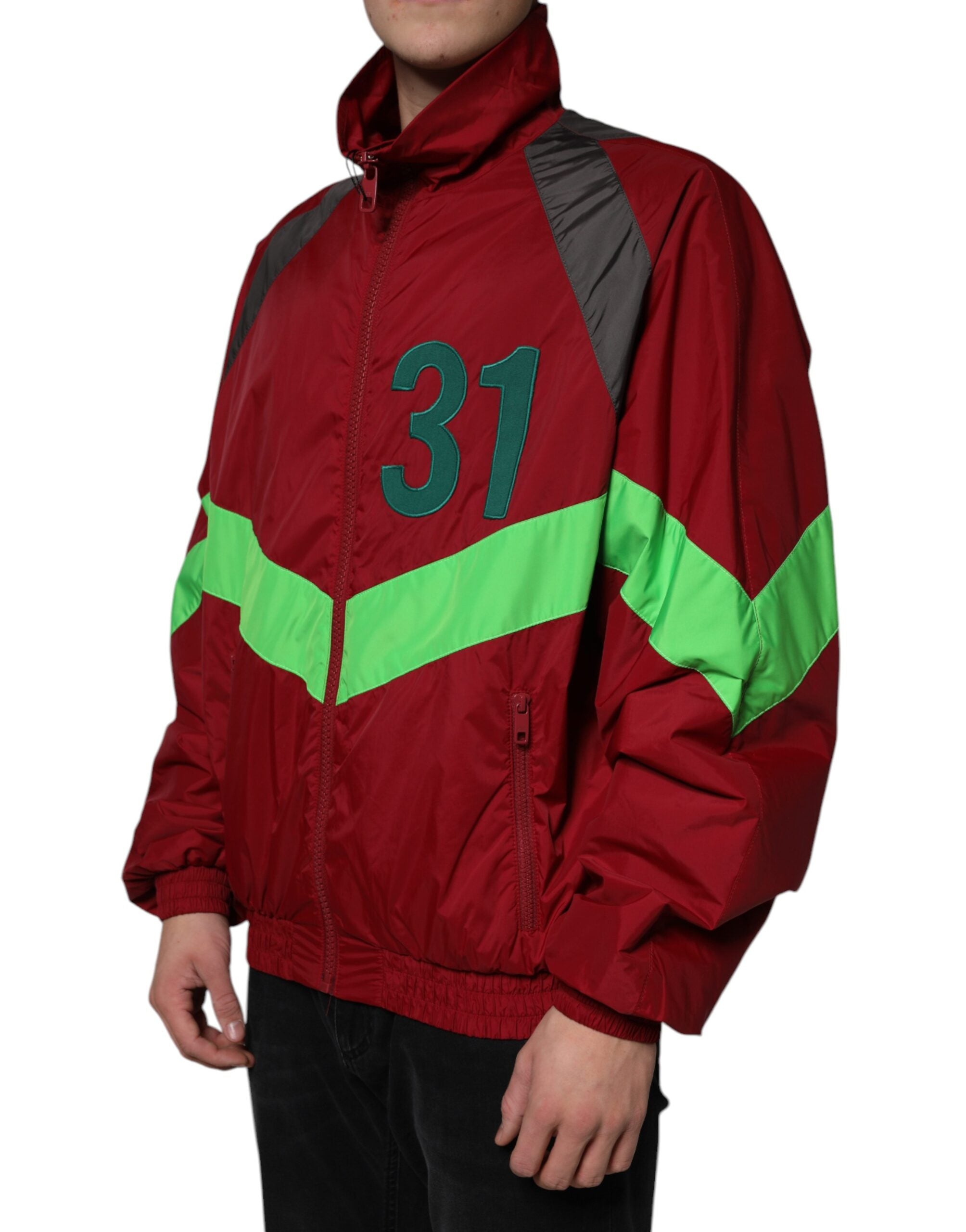 Multicolor nylon windjack met volledige ritssluiting