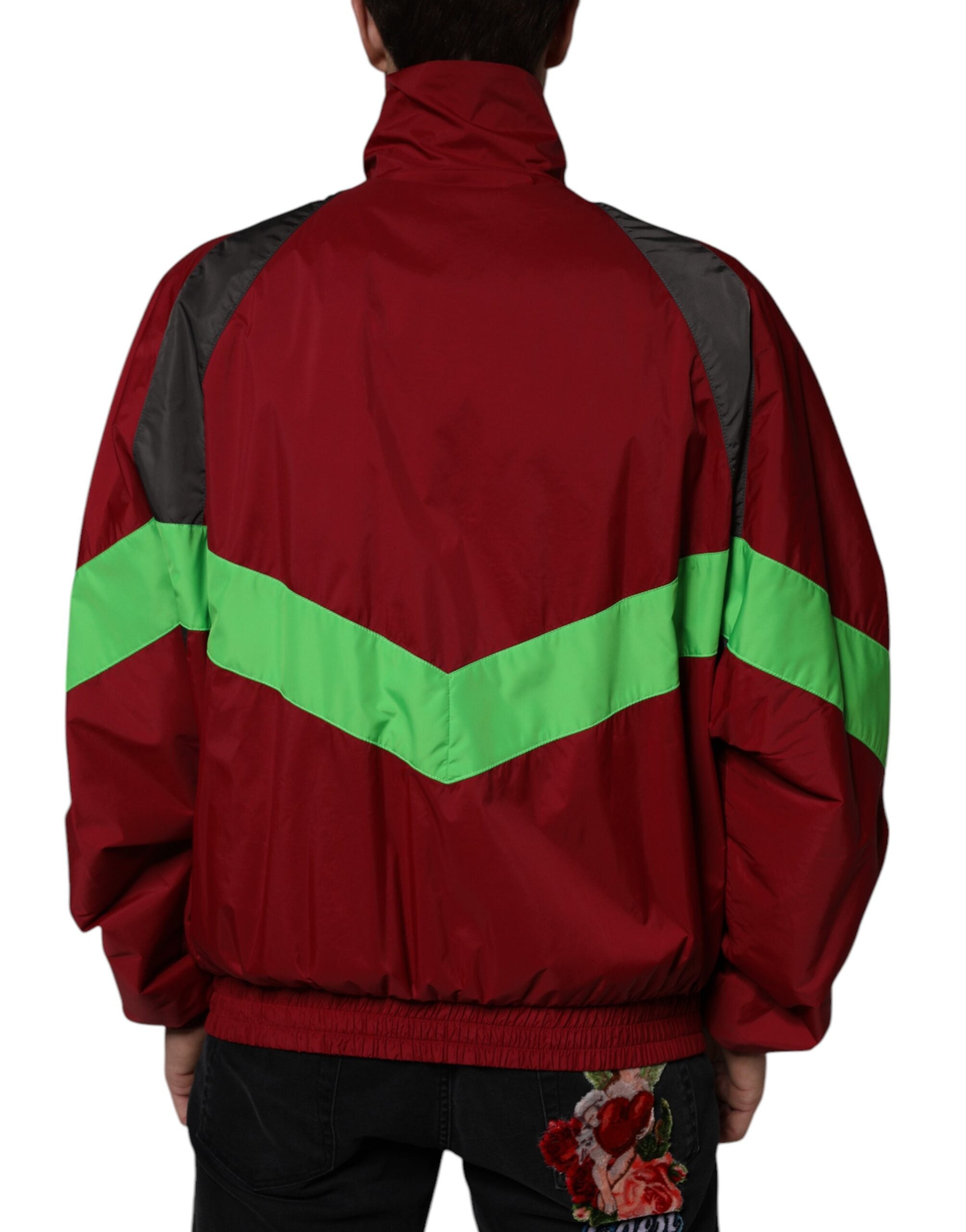 Multicolor nylon windjack met volledige ritssluiting