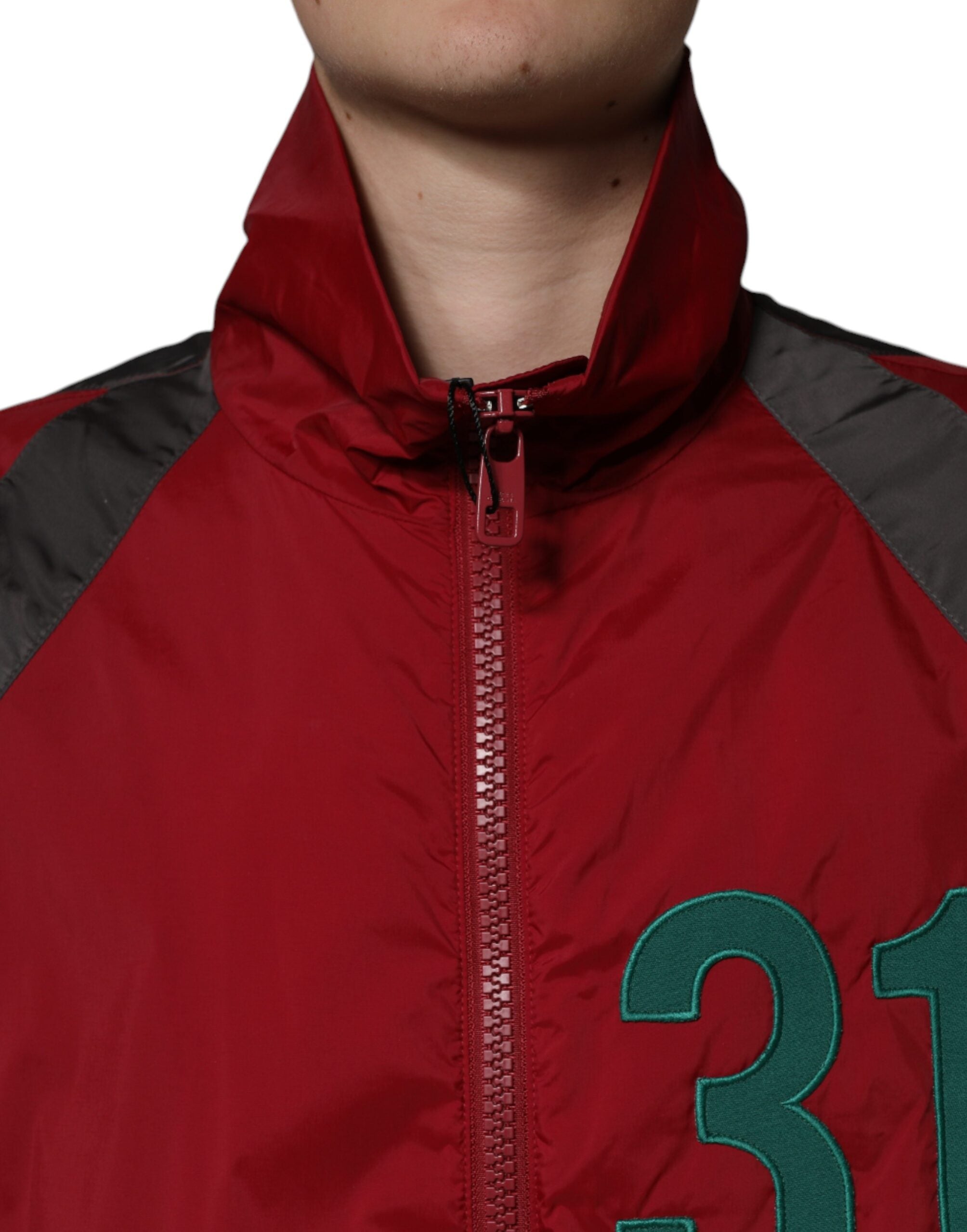 Multicolor nylon windjack met volledige ritssluiting