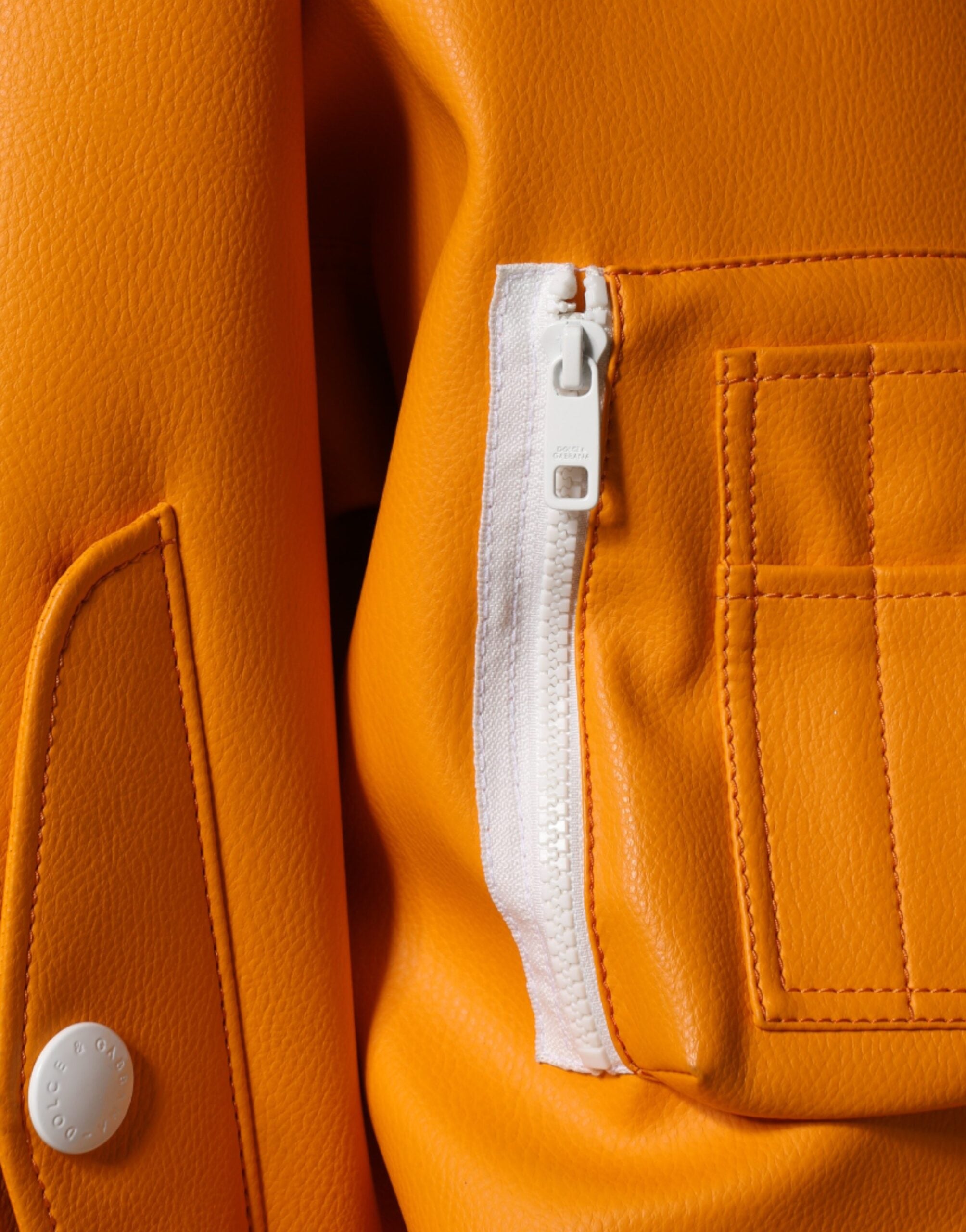 Oranje-witte bomberjack met volledige ritssluiting van jersey