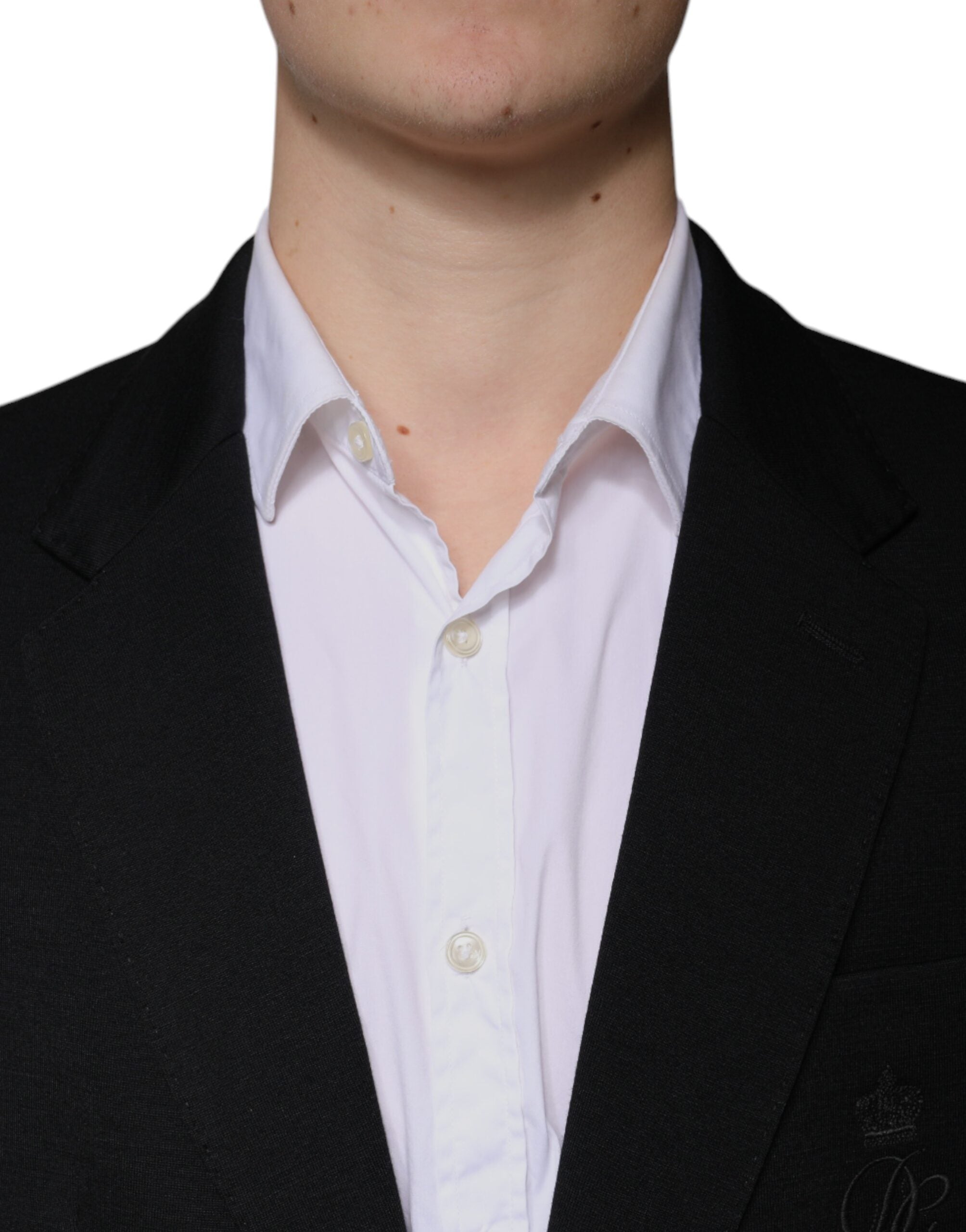 Zwarte wollen enkelrijs formele blazer