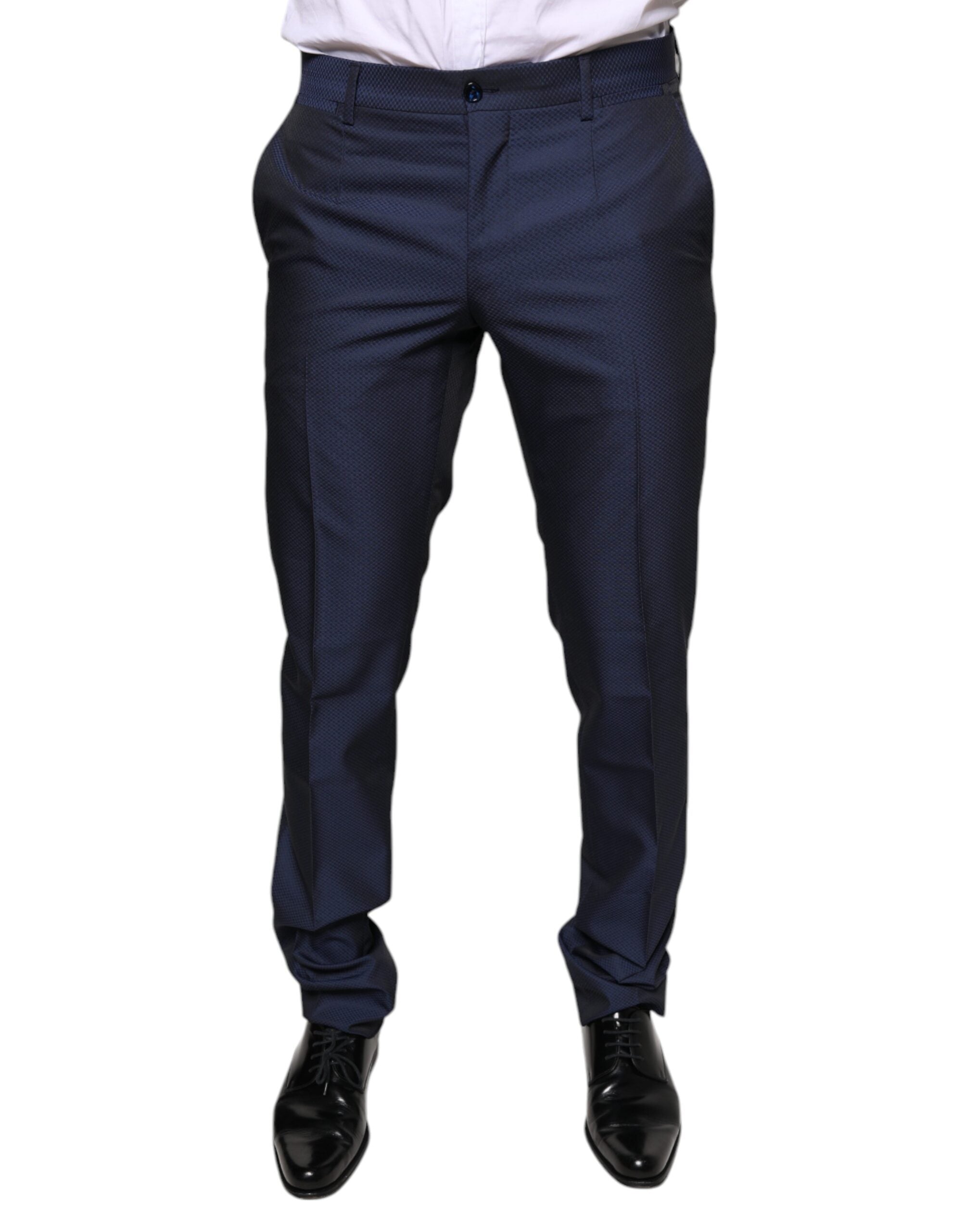 Blauwe polyester formele smokingbroek